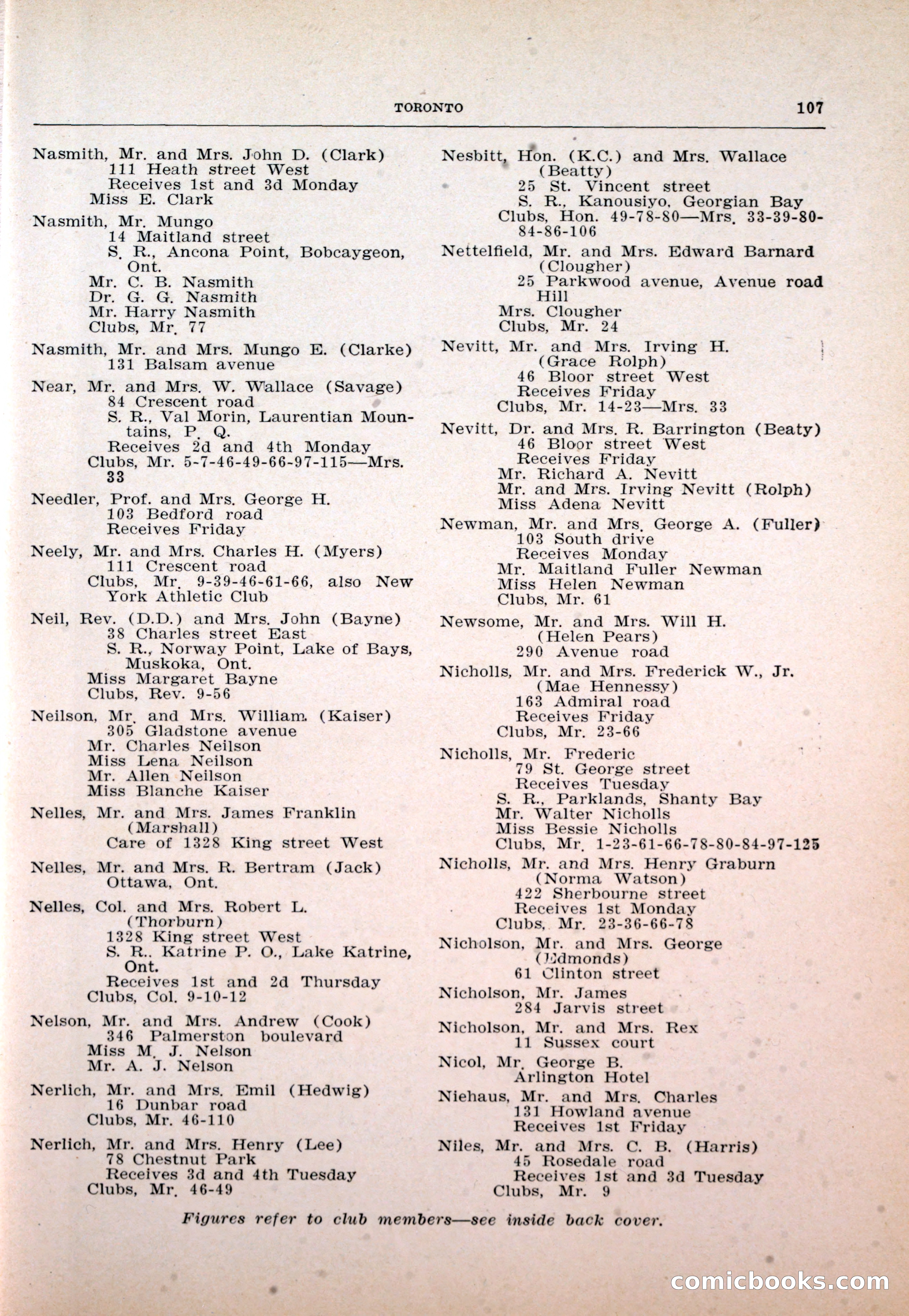 Dau's Blue Book: Toronto and Hamilton Social Directory — page 107 of 214