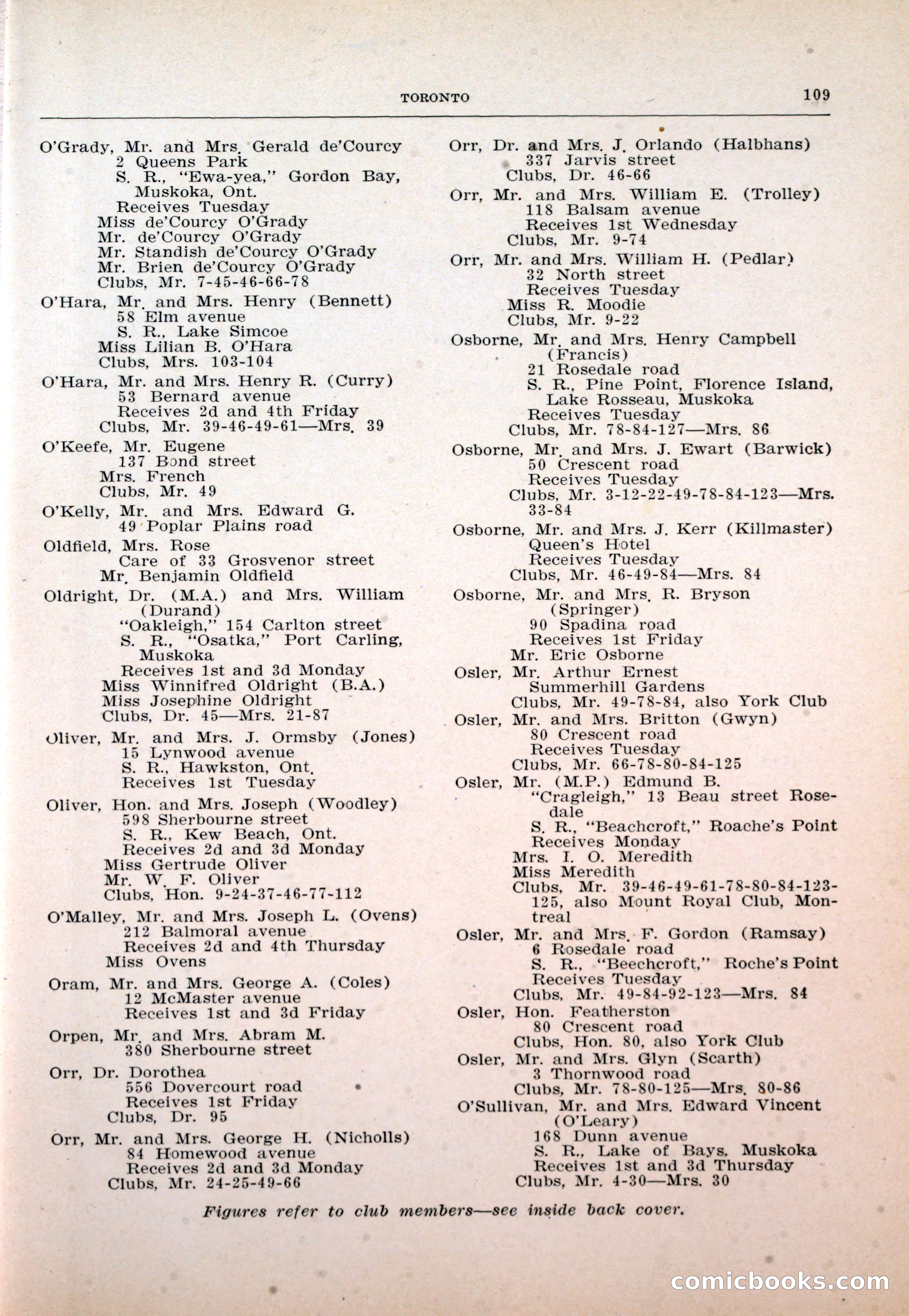 Dau's Blue Book: Toronto and Hamilton Social Directory — page 109 of 214