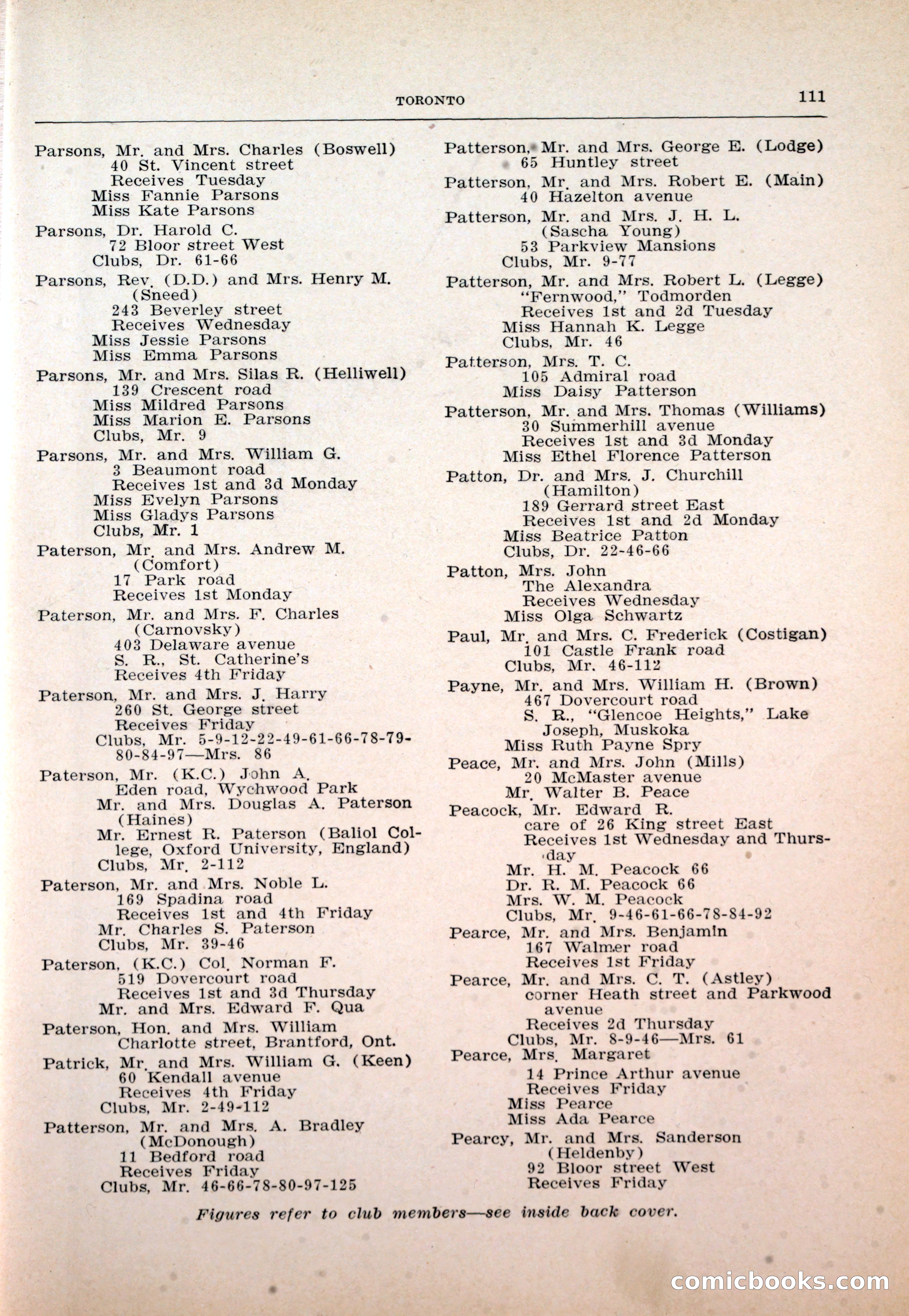 Dau's Blue Book: Toronto and Hamilton Social Directory — page 111 of 214
