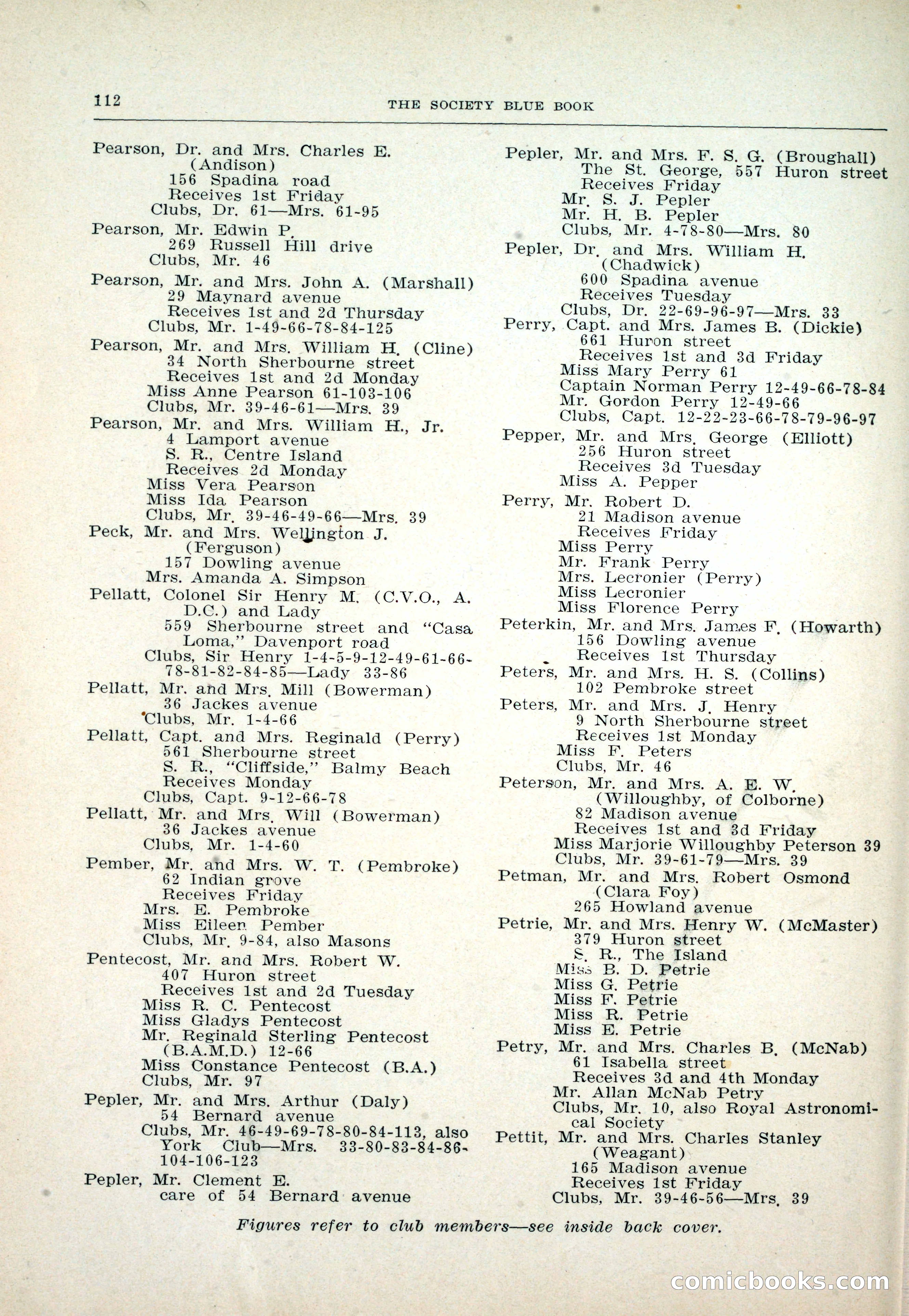 Dau's Blue Book: Toronto and Hamilton Social Directory — page 112 of 214