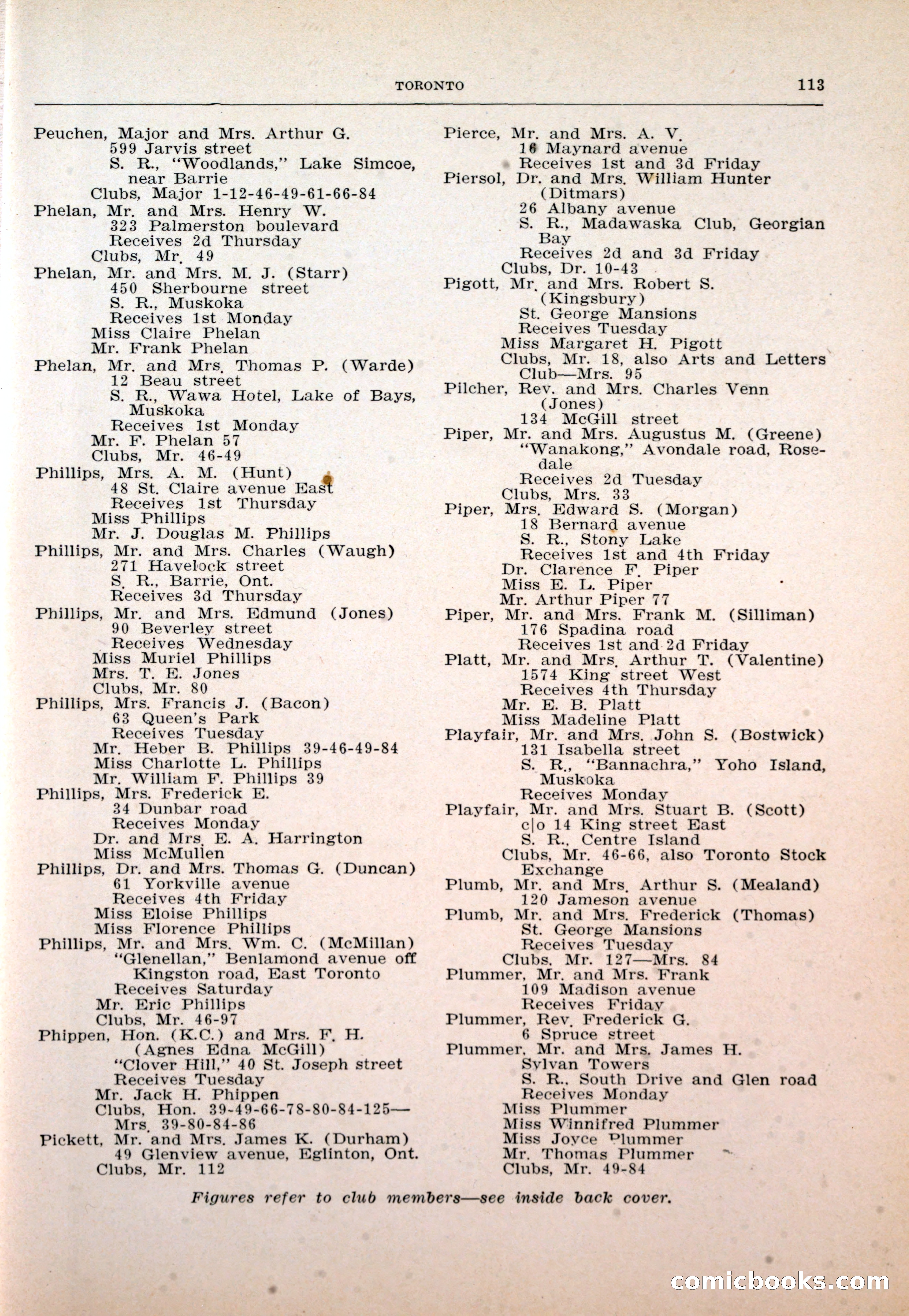 Dau's Blue Book: Toronto and Hamilton Social Directory — page 113 of 214