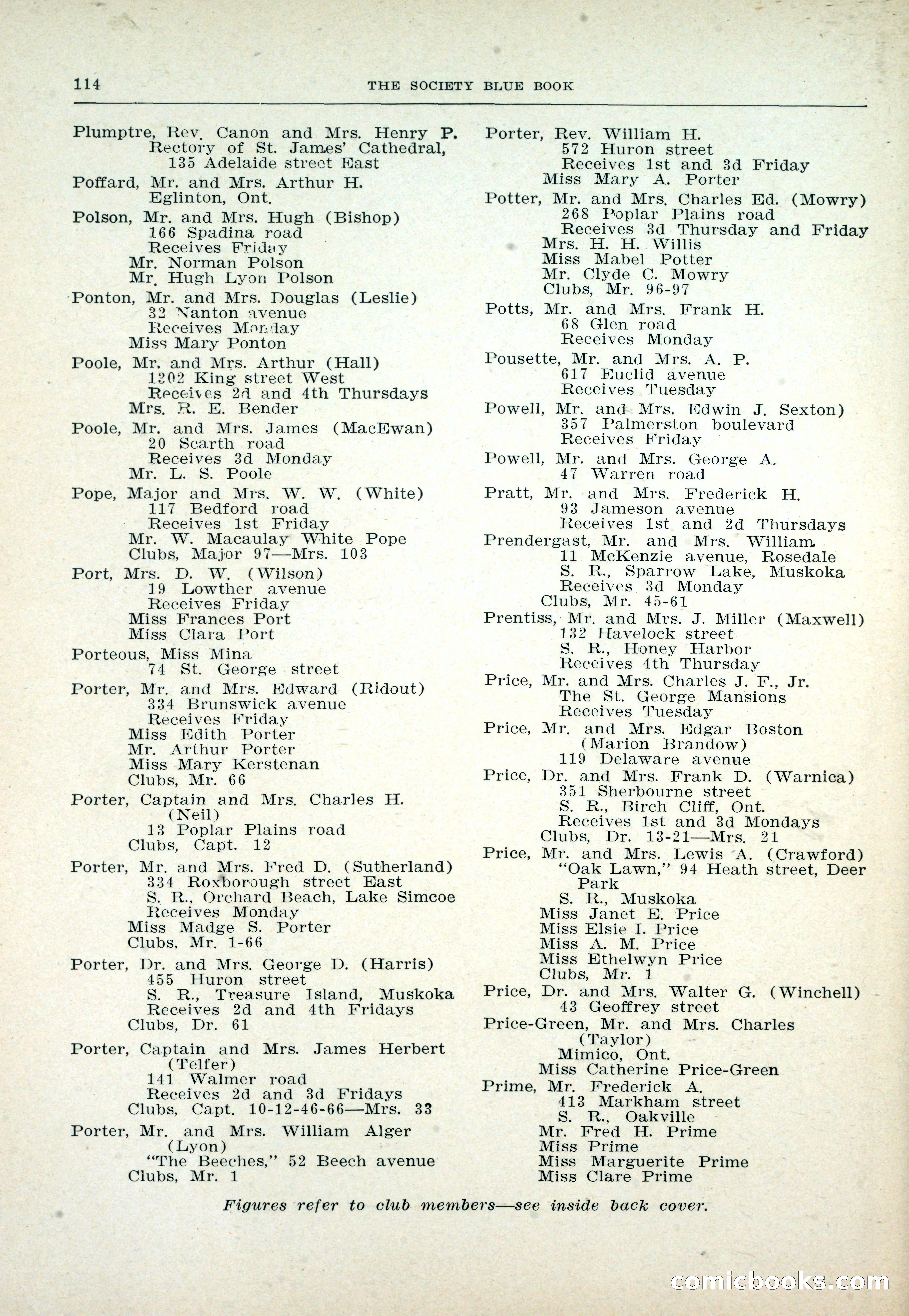 Dau's Blue Book: Toronto and Hamilton Social Directory — page 114 of 214