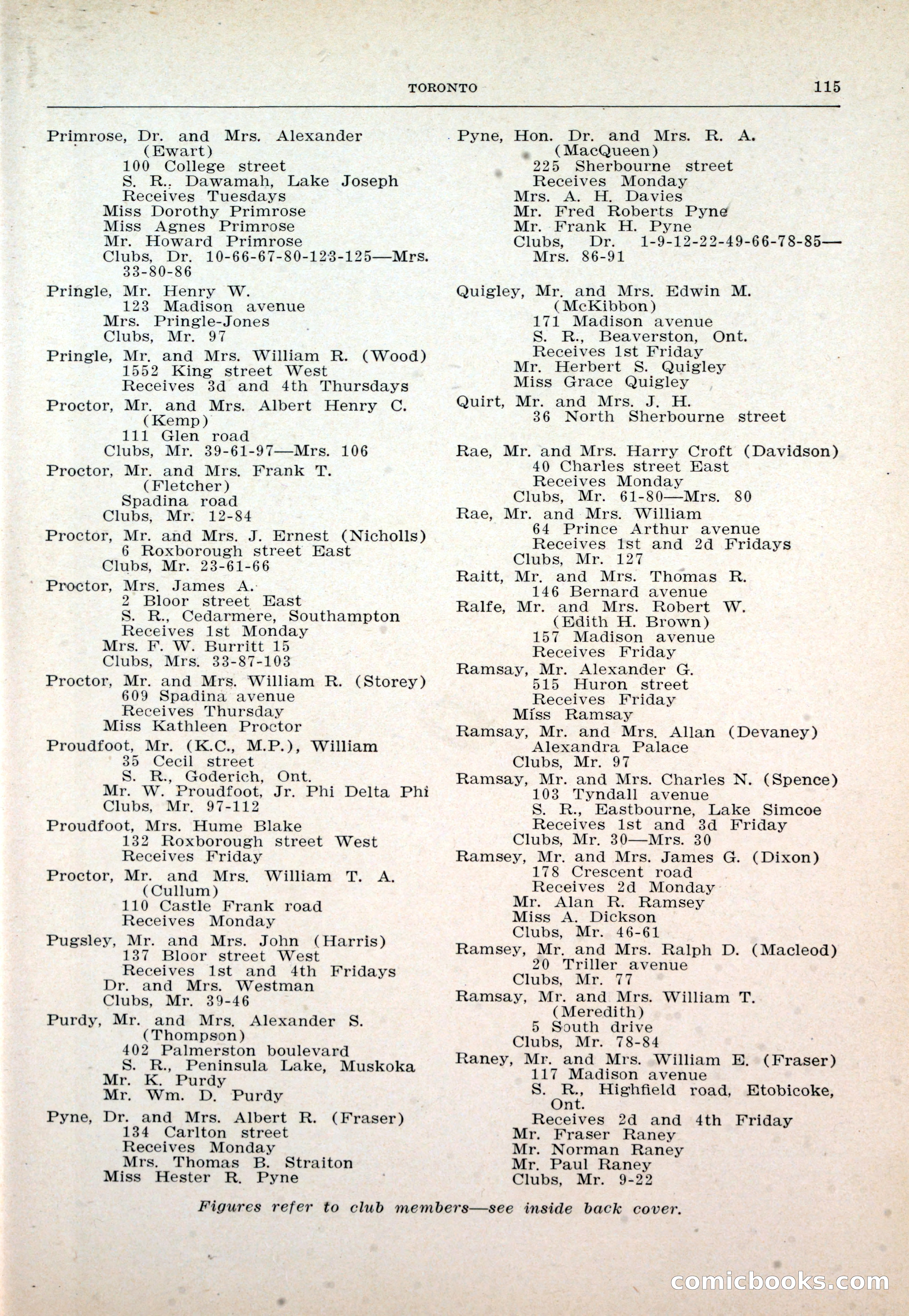 Dau's Blue Book: Toronto and Hamilton Social Directory — page 115 of 214