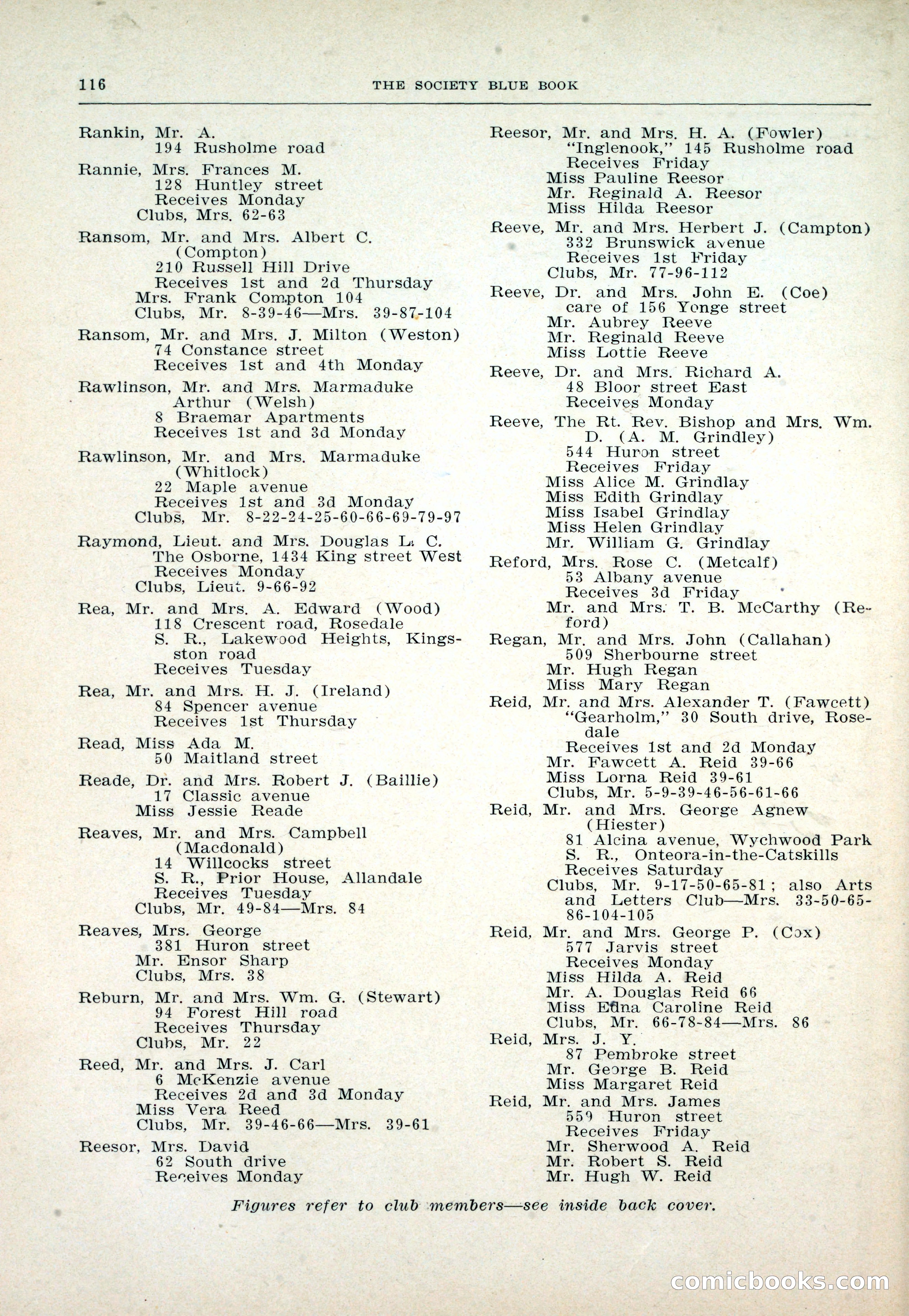 Dau's Blue Book: Toronto and Hamilton Social Directory — page 116 of 214