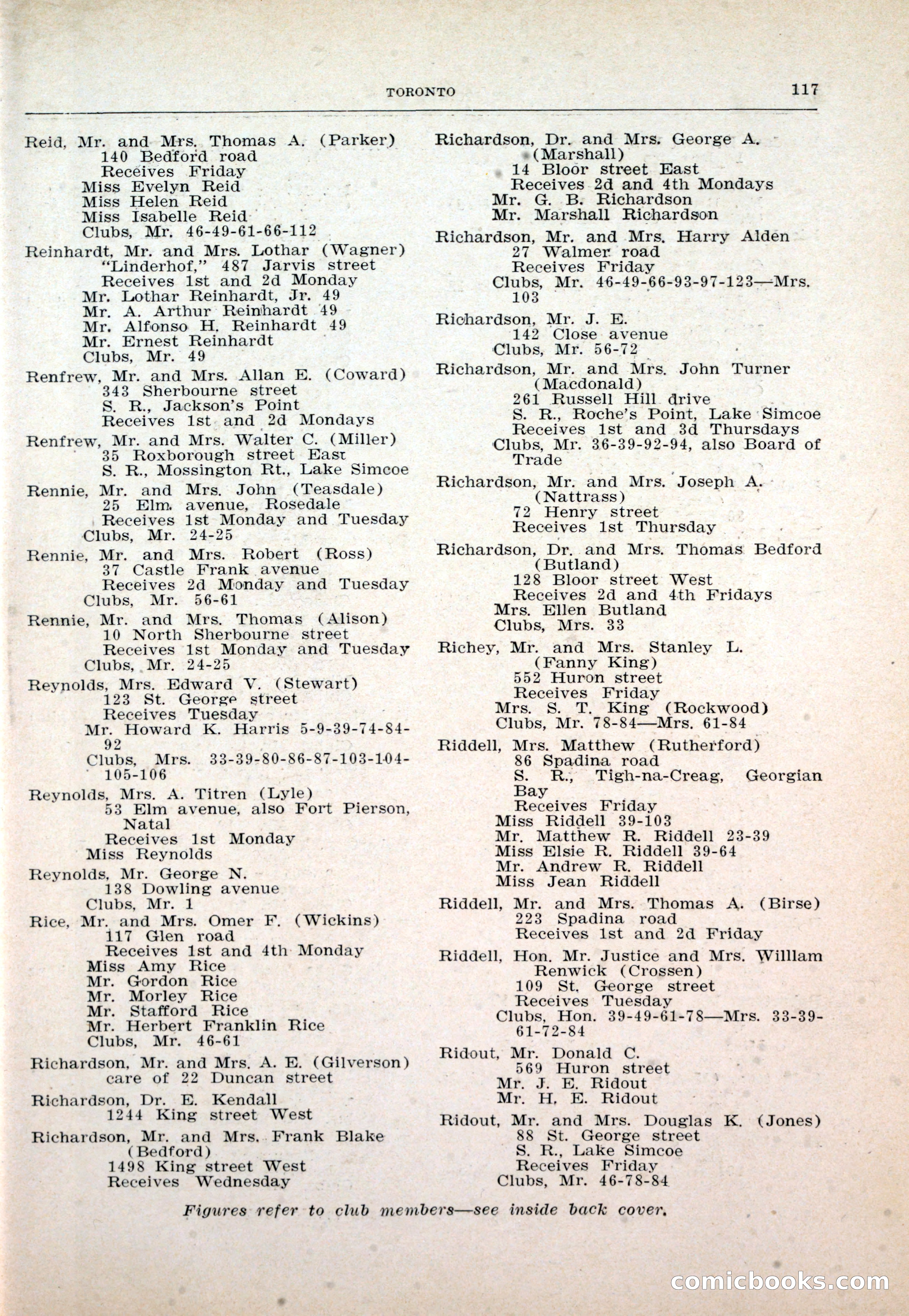 Dau's Blue Book: Toronto and Hamilton Social Directory — page 117 of 214