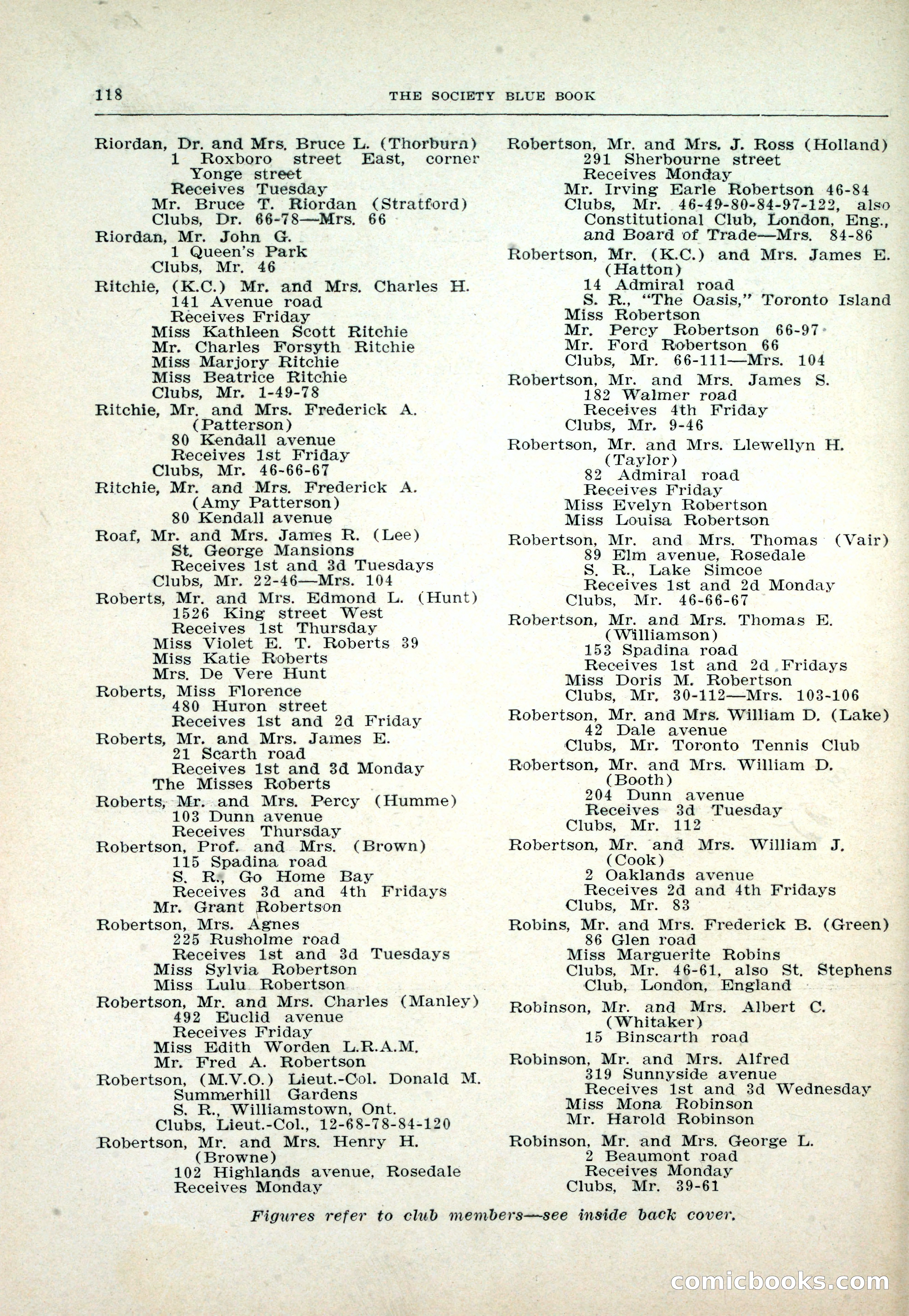 Dau's Blue Book: Toronto and Hamilton Social Directory — page 118 of 214