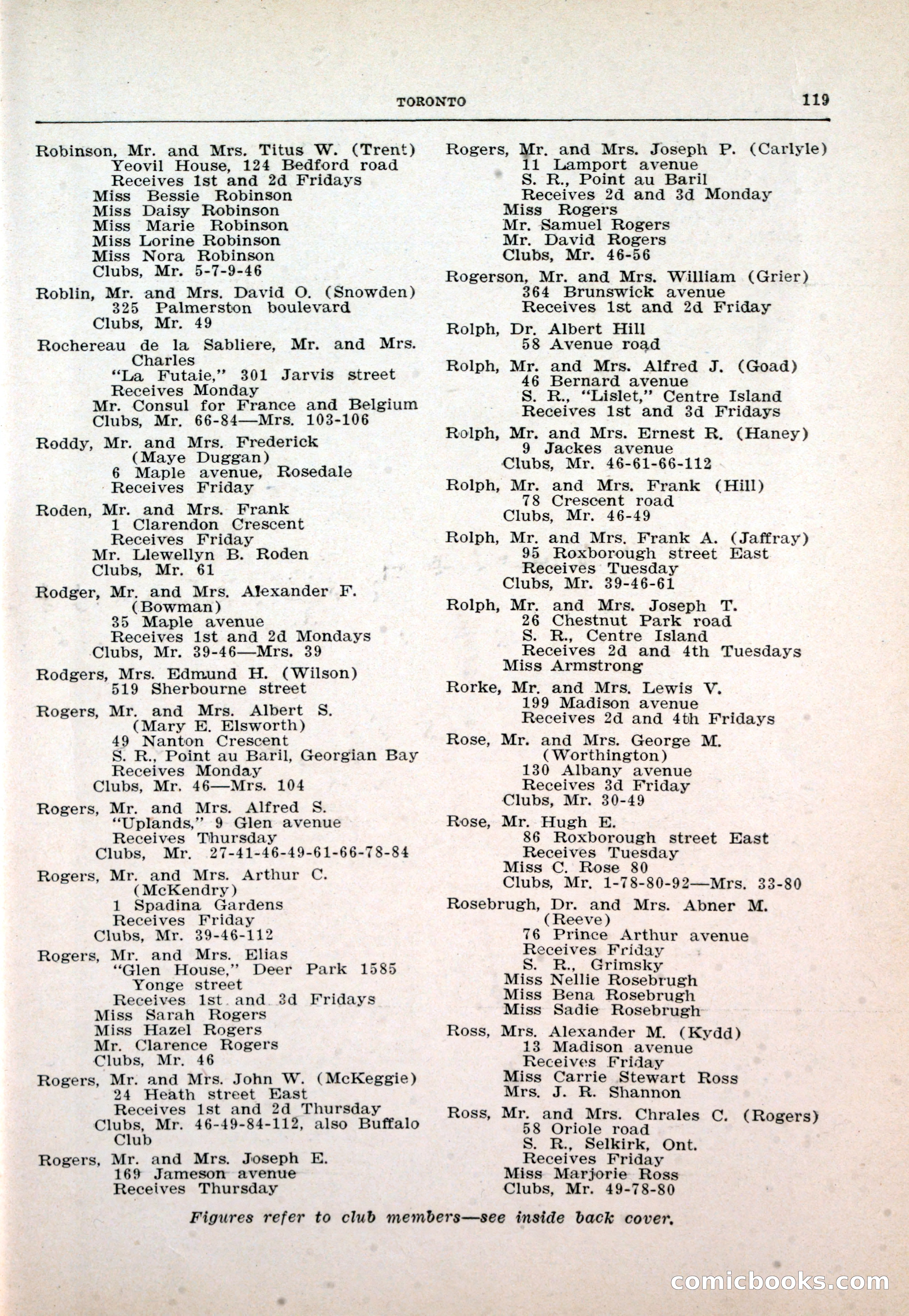 Dau's Blue Book: Toronto and Hamilton Social Directory — page 119 of 214