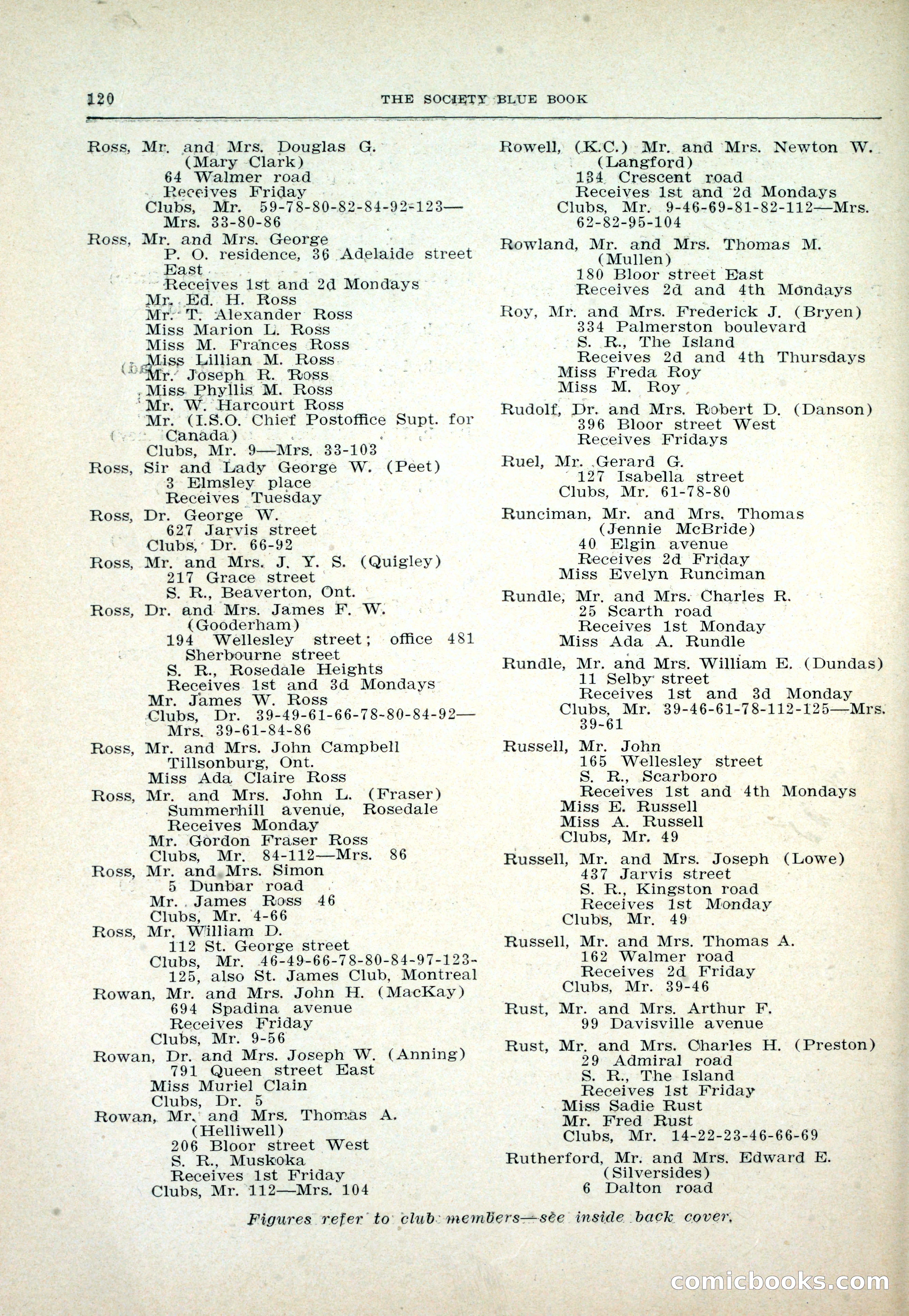 Dau's Blue Book: Toronto and Hamilton Social Directory — page 120 of 214