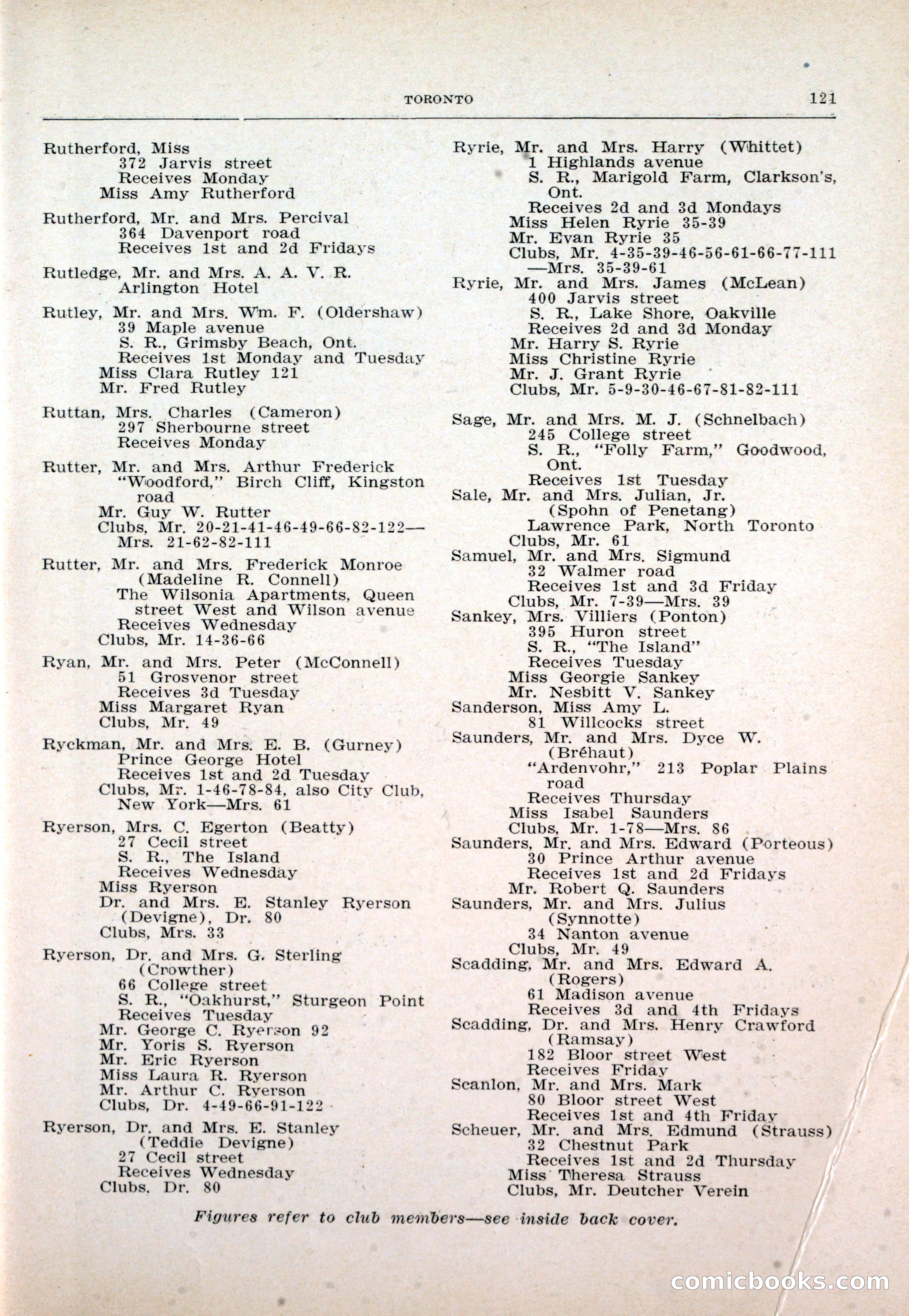 Dau's Blue Book: Toronto and Hamilton Social Directory — page 121 of 214
