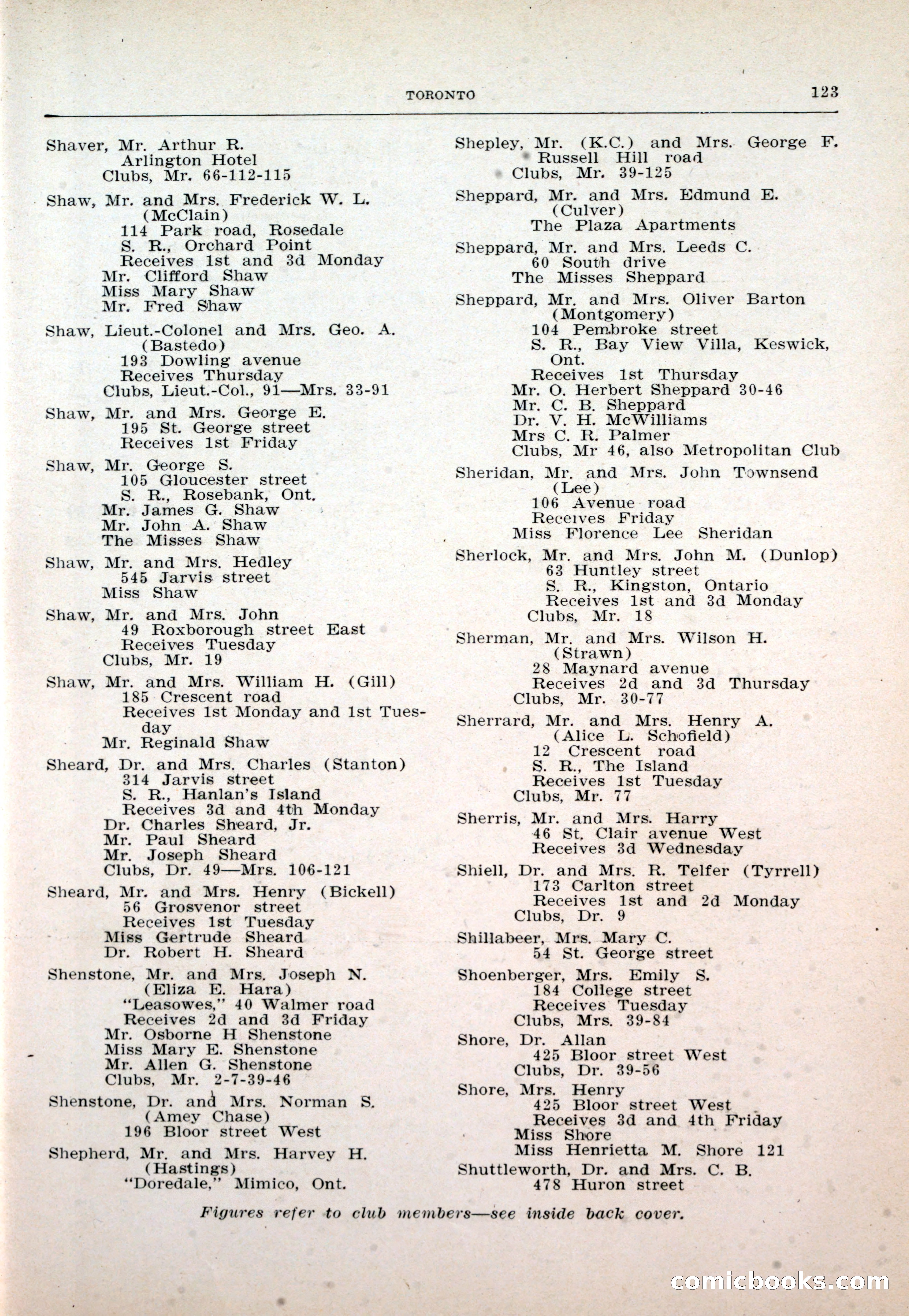 Dau's Blue Book: Toronto and Hamilton Social Directory — page 123 of 214