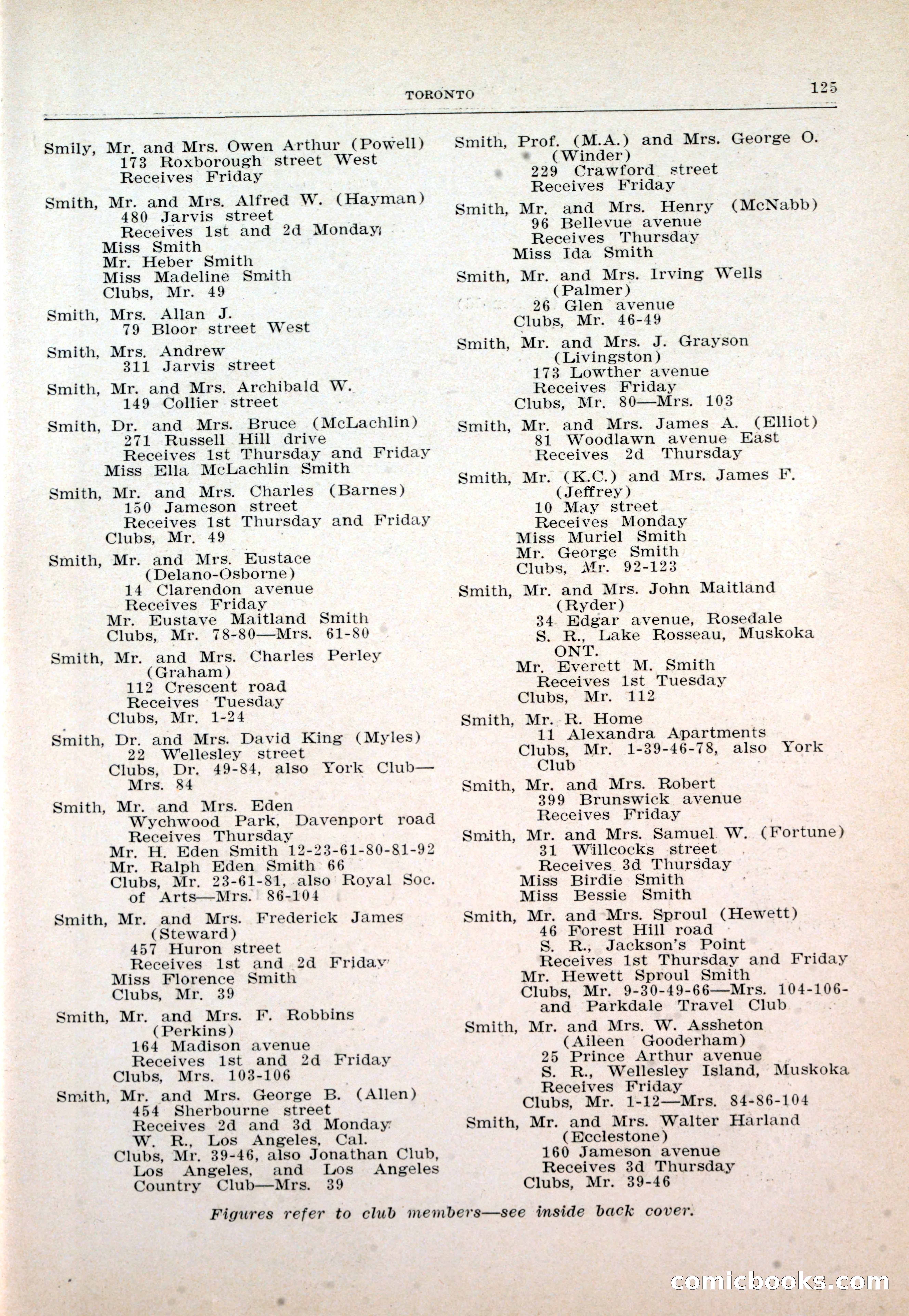 Dau's Blue Book: Toronto and Hamilton Social Directory — page 125 of 214