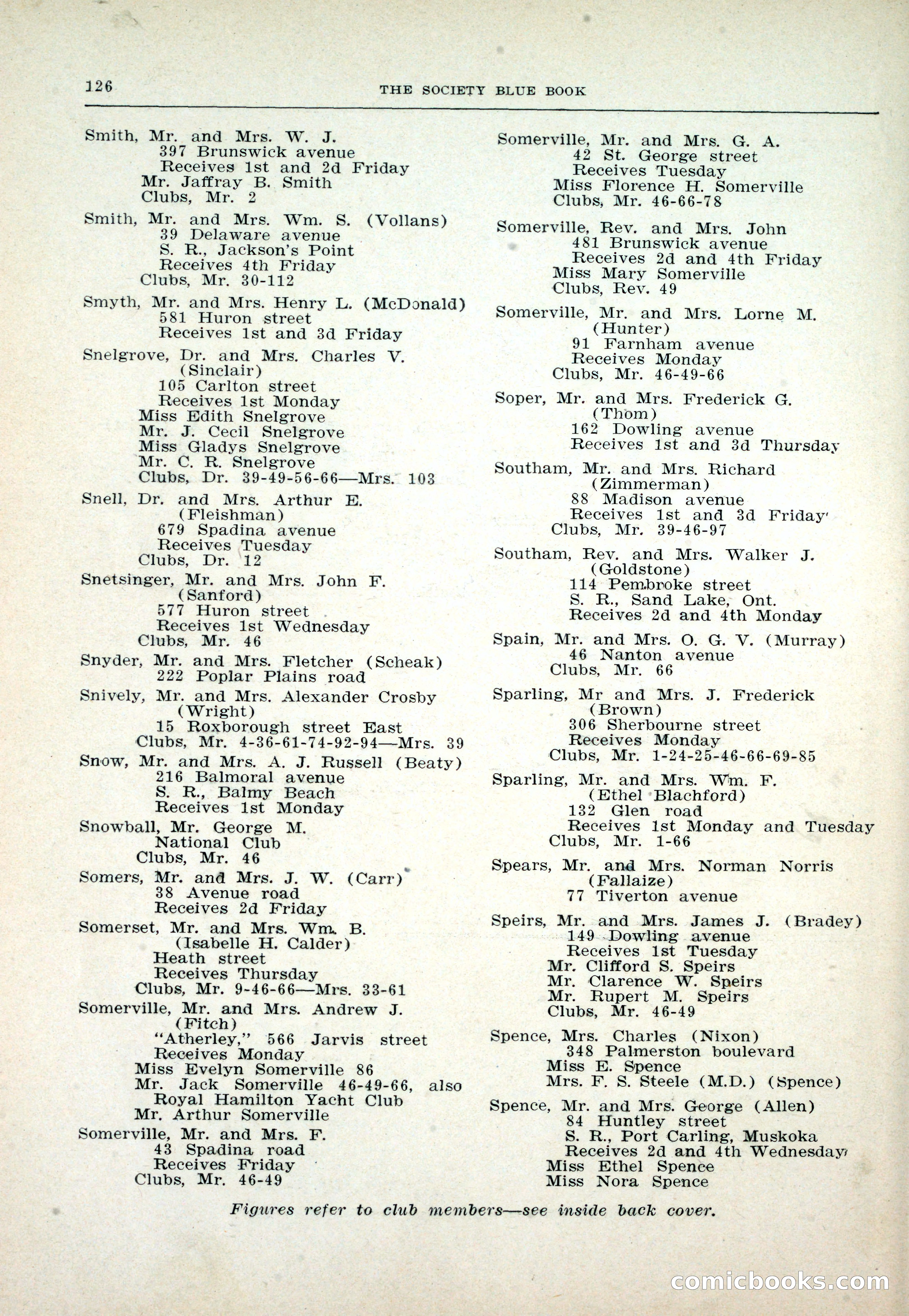 Dau's Blue Book: Toronto and Hamilton Social Directory — page 126 of 214