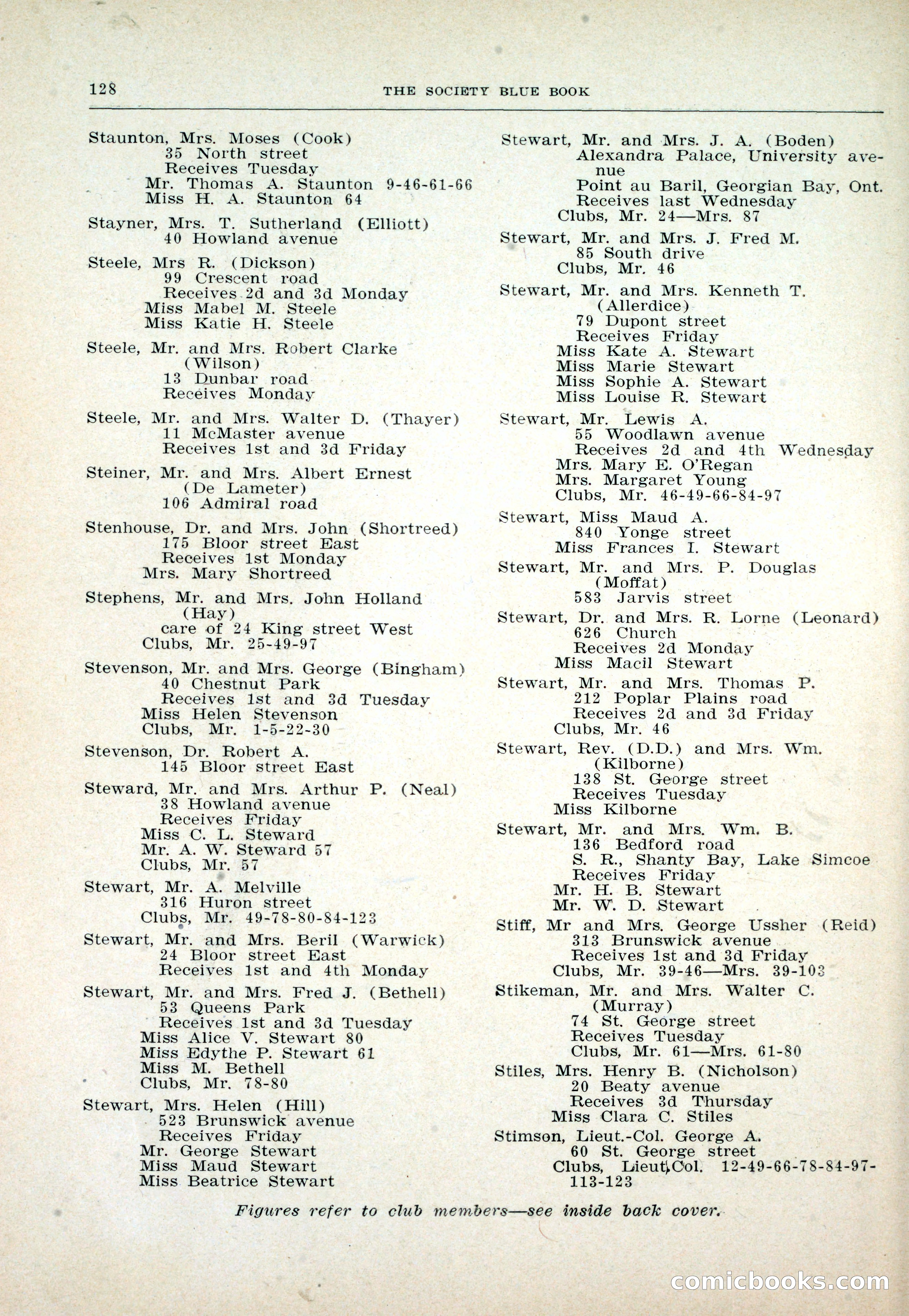 Dau's Blue Book: Toronto and Hamilton Social Directory — page 128 of 214