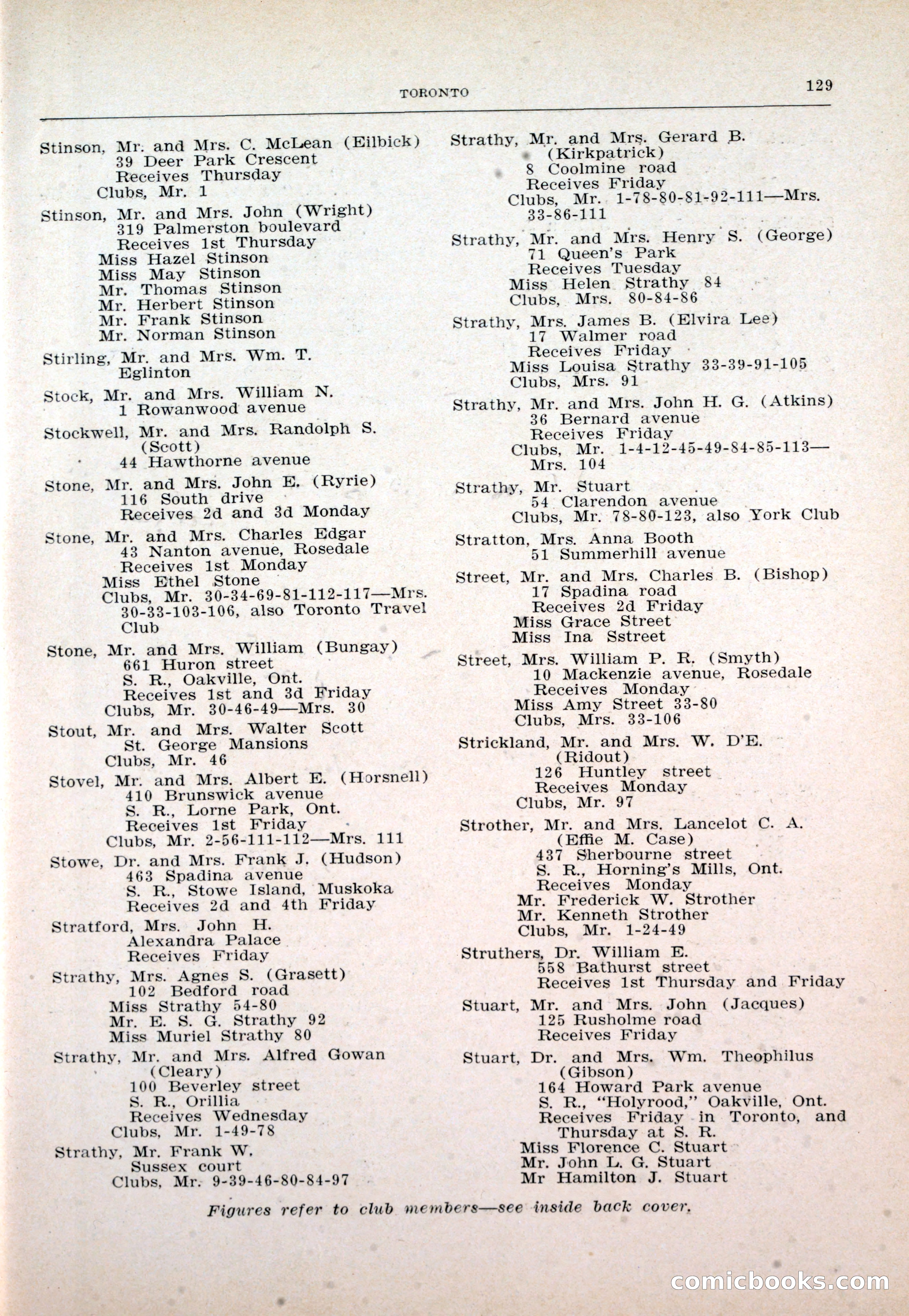 Dau's Blue Book: Toronto and Hamilton Social Directory — page 129 of 214