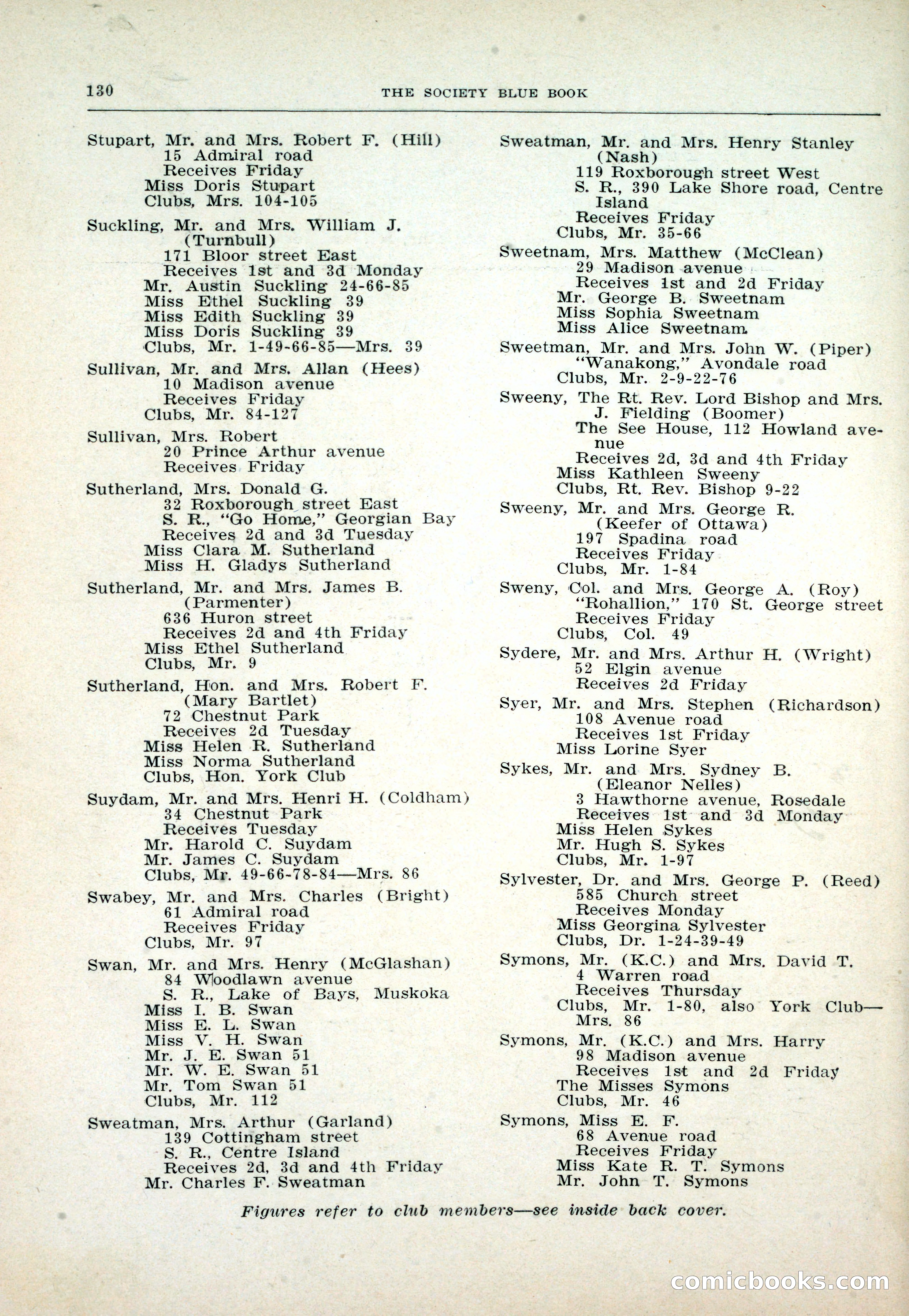 Dau's Blue Book: Toronto and Hamilton Social Directory — page 130 of 214