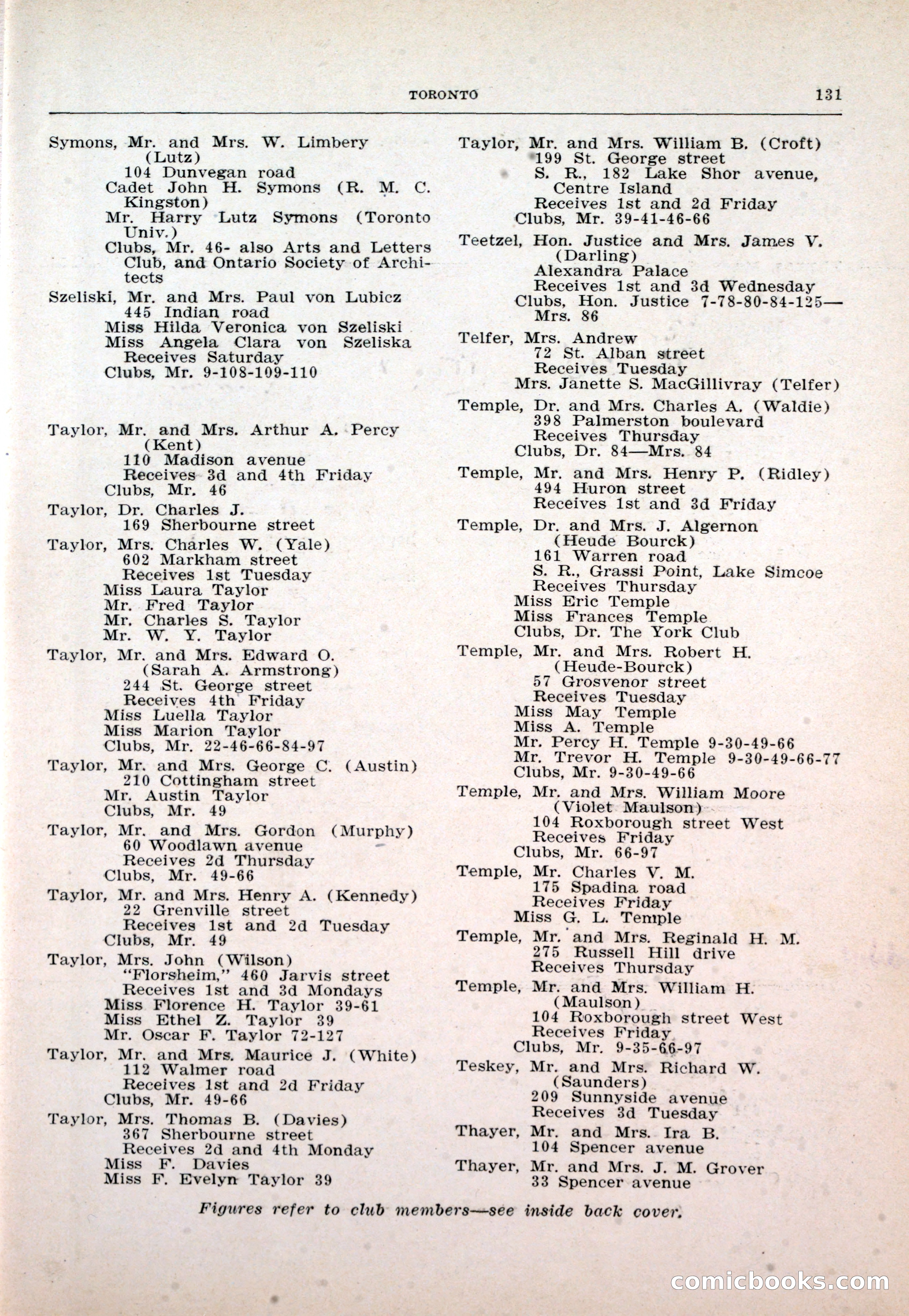 Dau's Blue Book: Toronto and Hamilton Social Directory — page 131 of 214