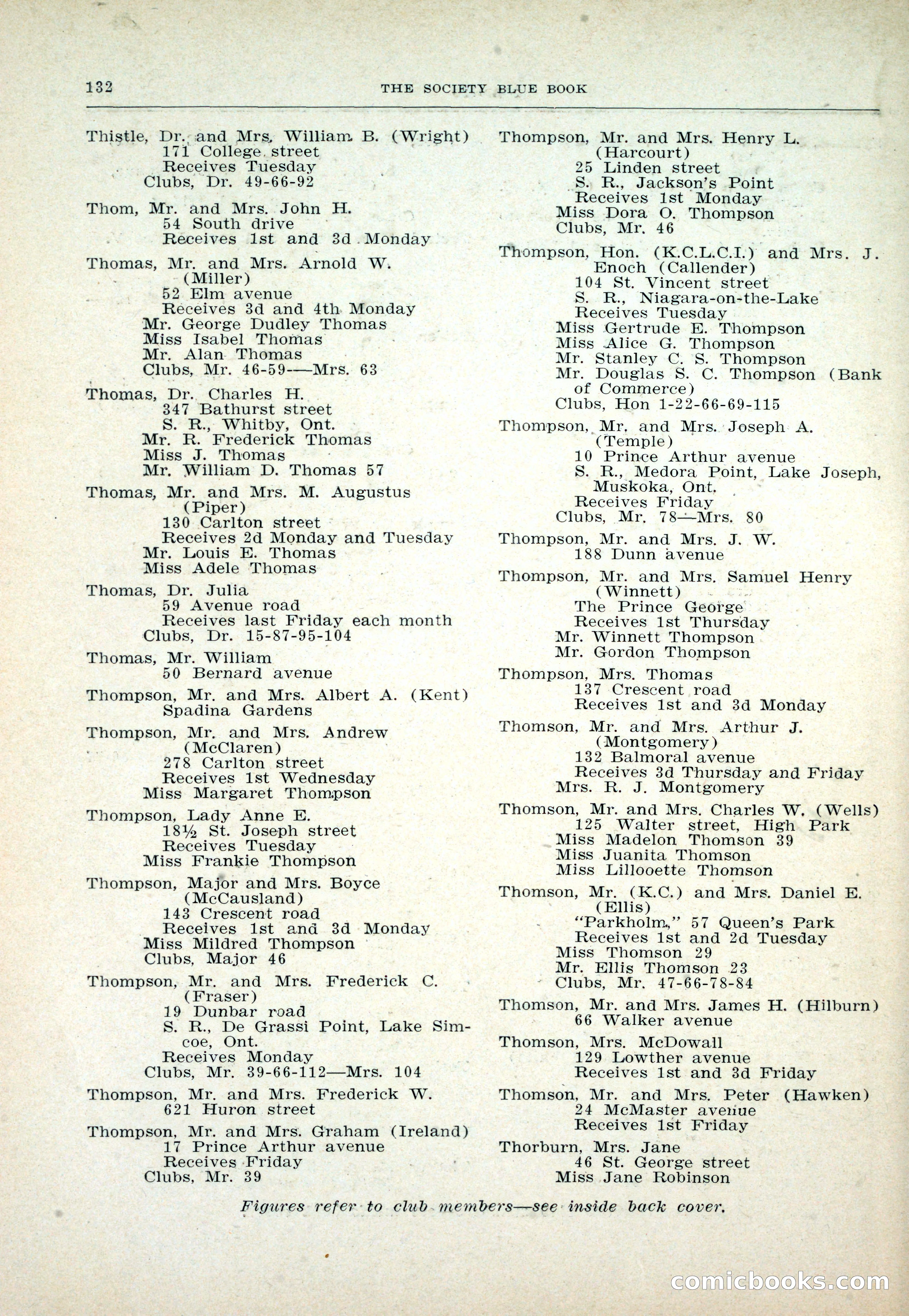 Dau's Blue Book: Toronto and Hamilton Social Directory — page 132 of 214