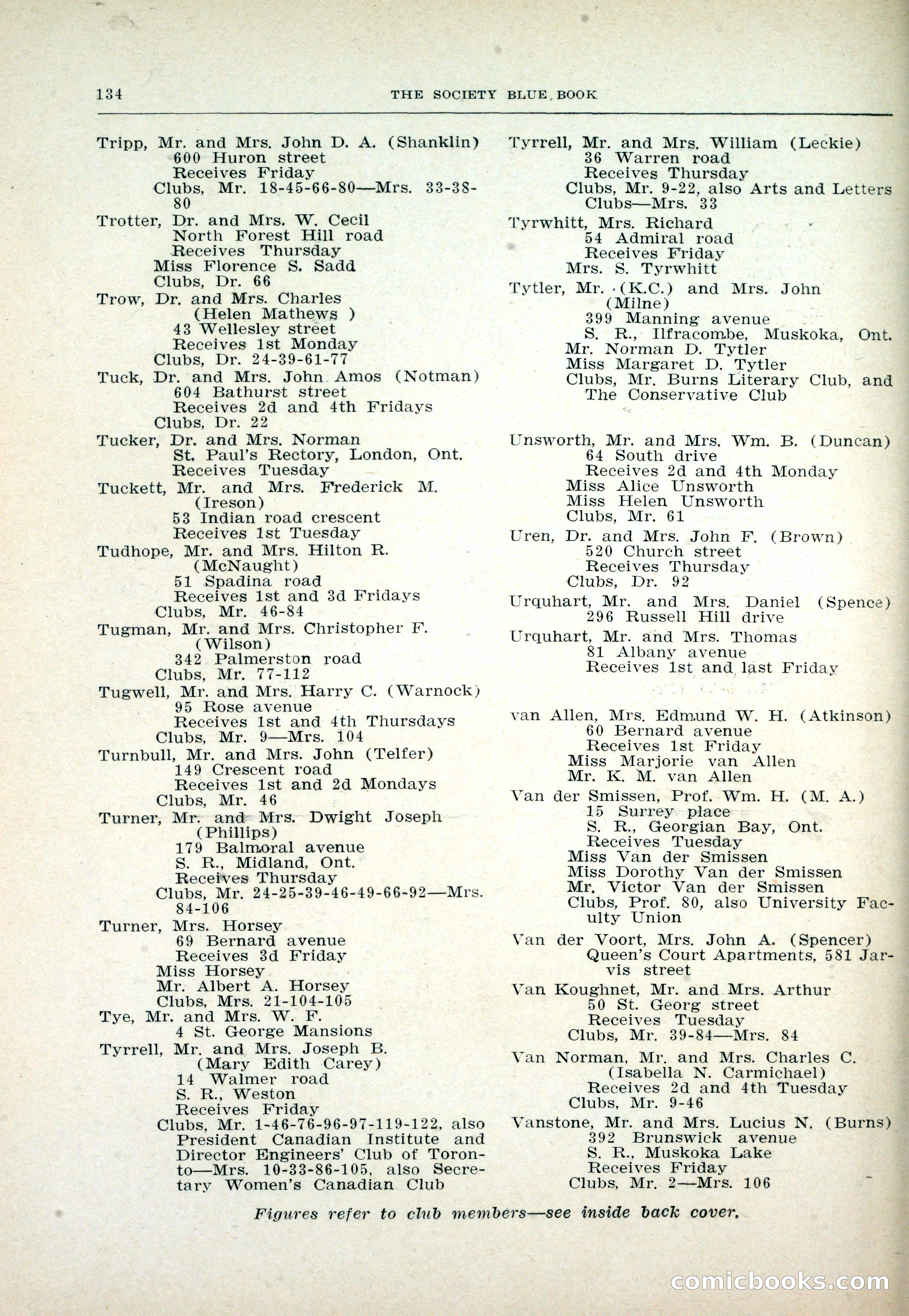 Dau's Blue Book: Toronto and Hamilton Social Directory — page 134 of 214