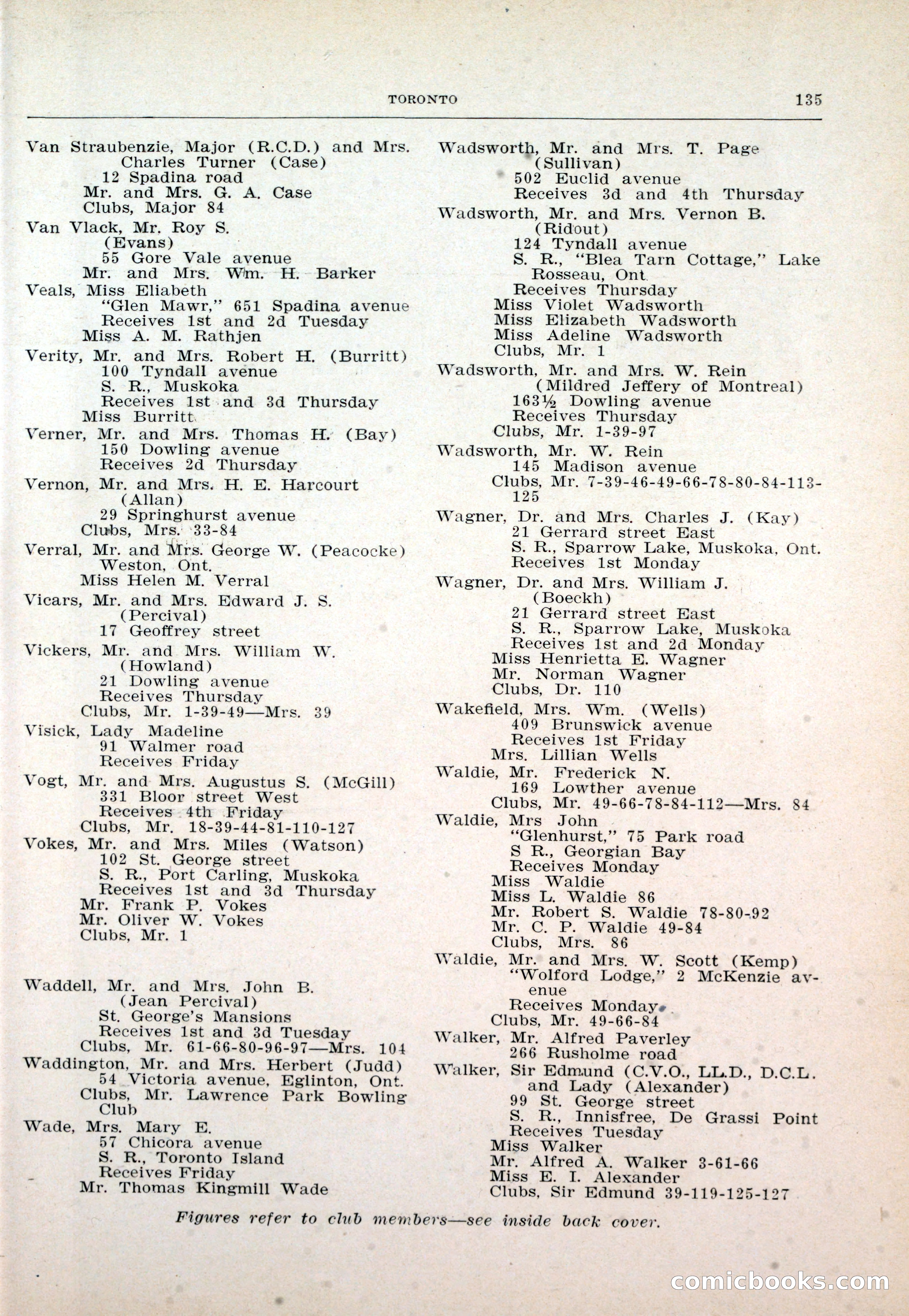 Dau's Blue Book: Toronto and Hamilton Social Directory — page 135 of 214