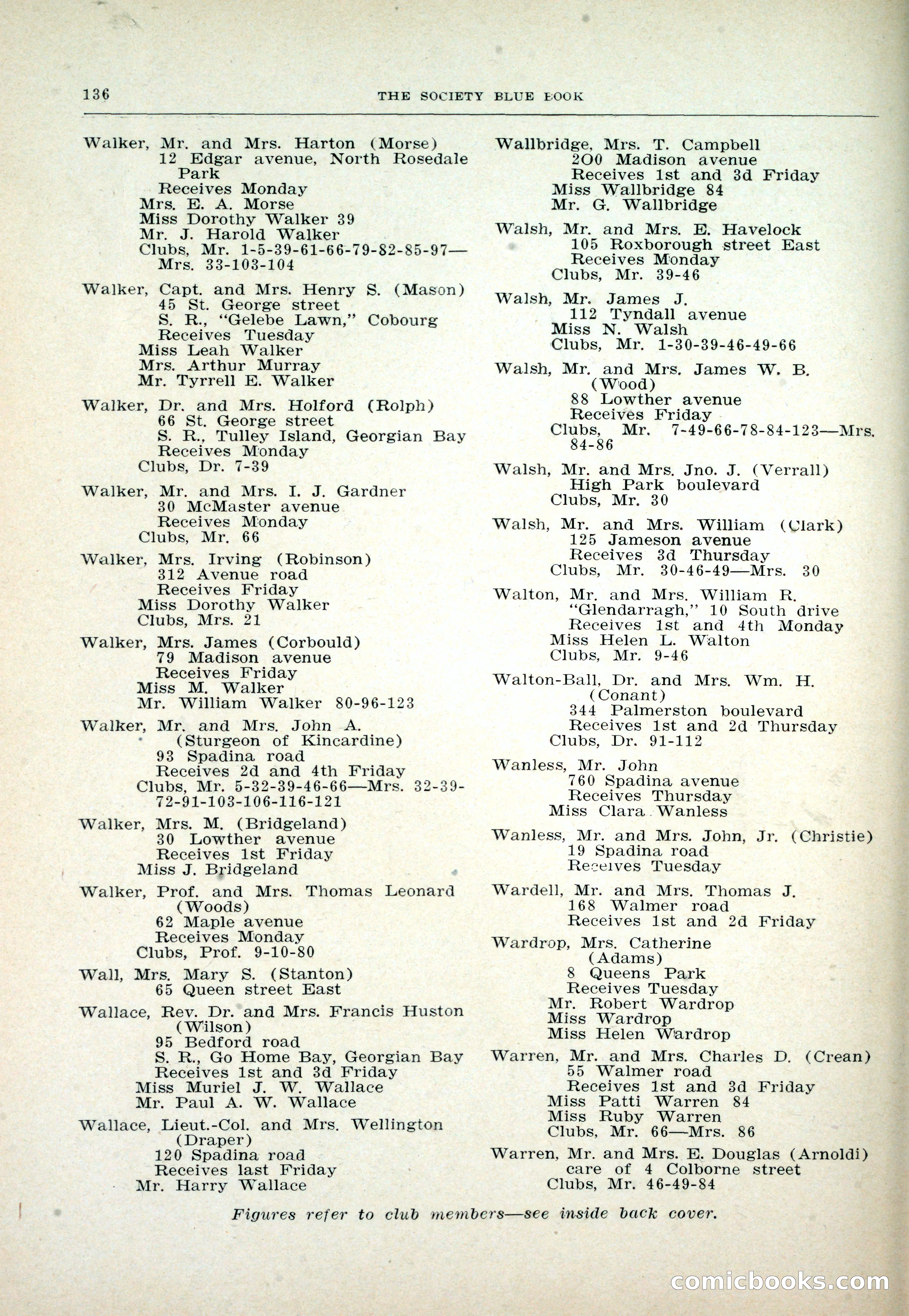 Dau's Blue Book: Toronto and Hamilton Social Directory — page 136 of 214