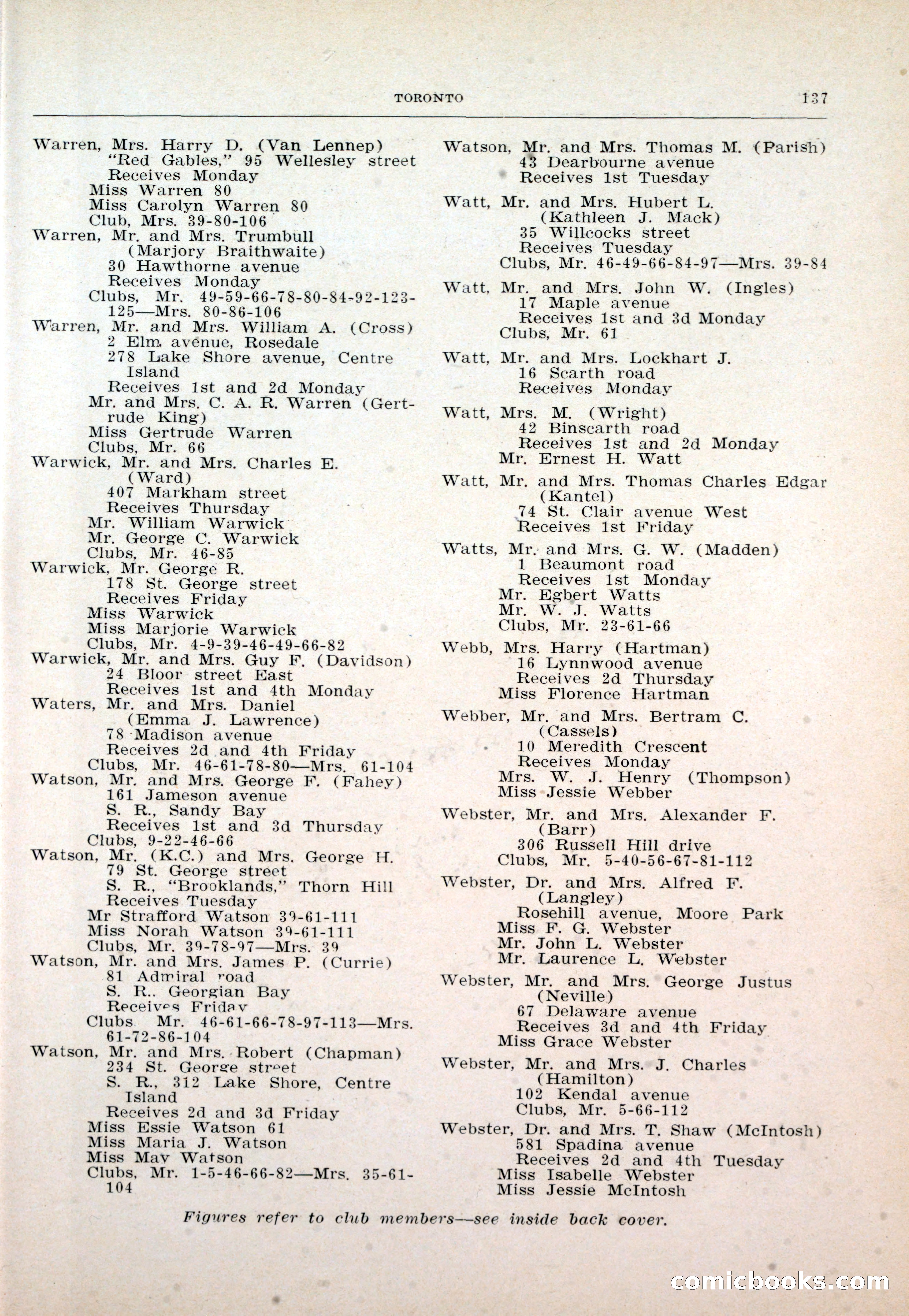 Dau's Blue Book: Toronto and Hamilton Social Directory — page 137 of 214