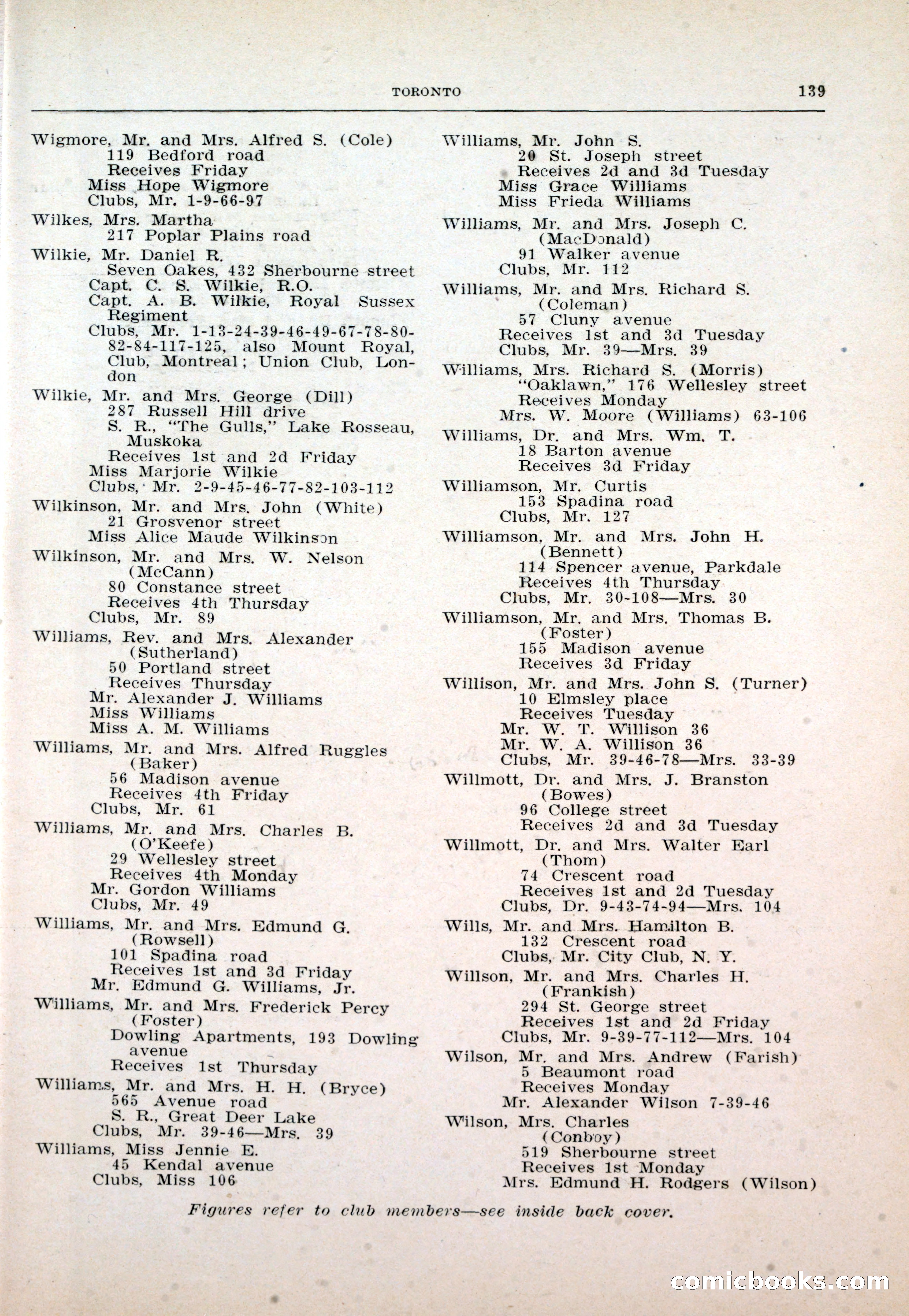 Dau's Blue Book: Toronto and Hamilton Social Directory — page 139 of 214