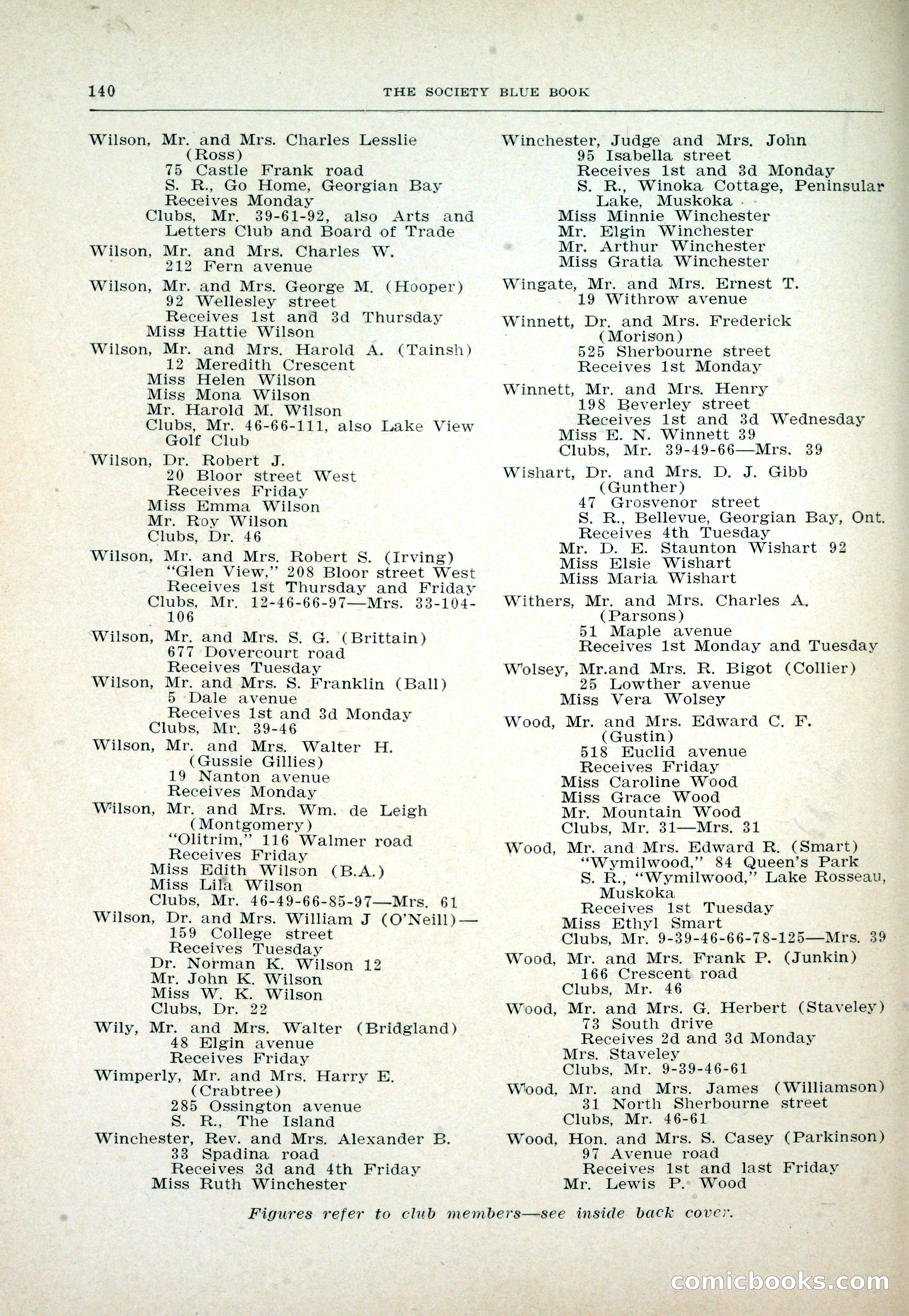 Dau's Blue Book: Toronto and Hamilton Social Directory — page 140 of 214