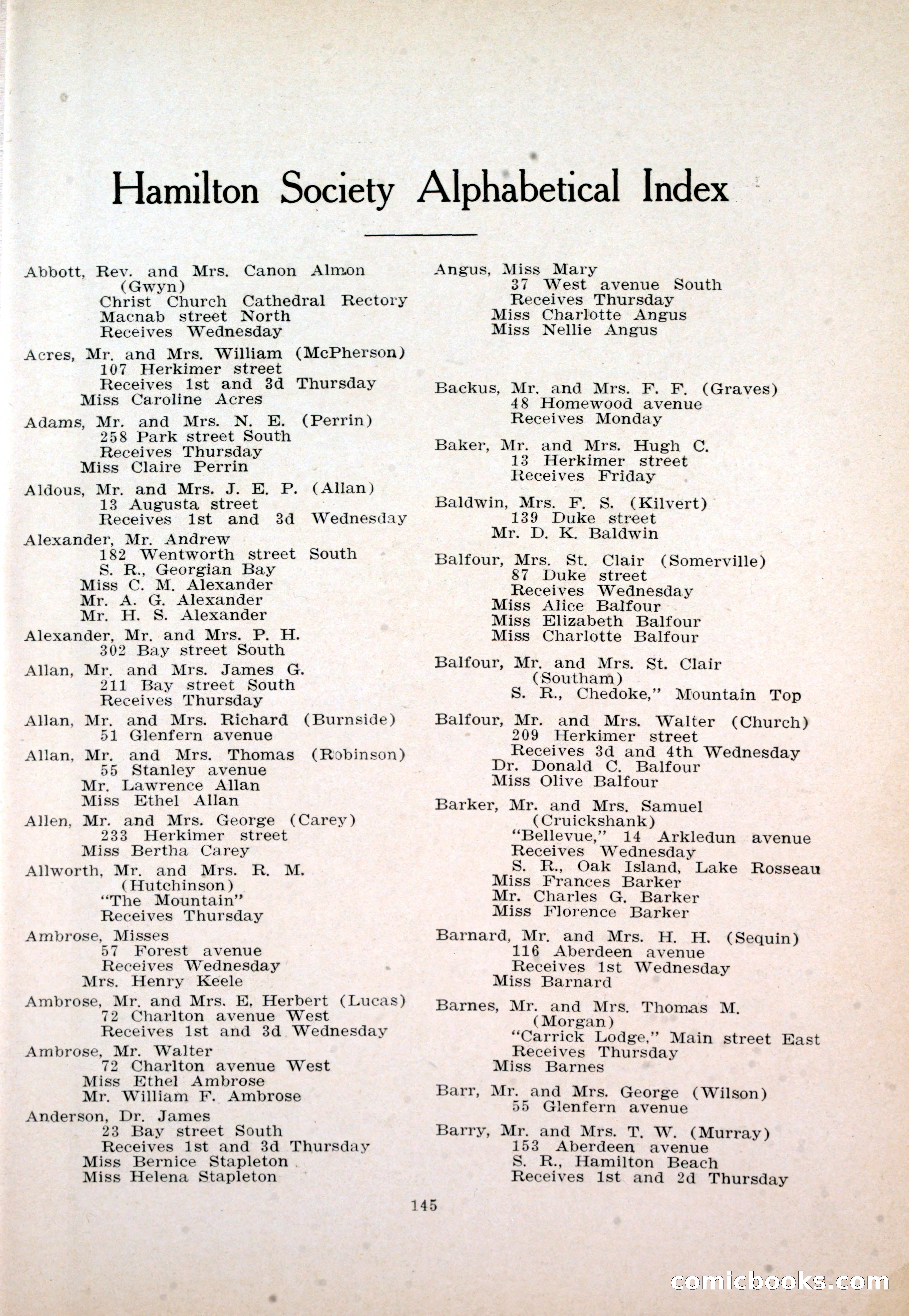 Dau's Blue Book: Toronto and Hamilton Social Directory — page 145 of 214