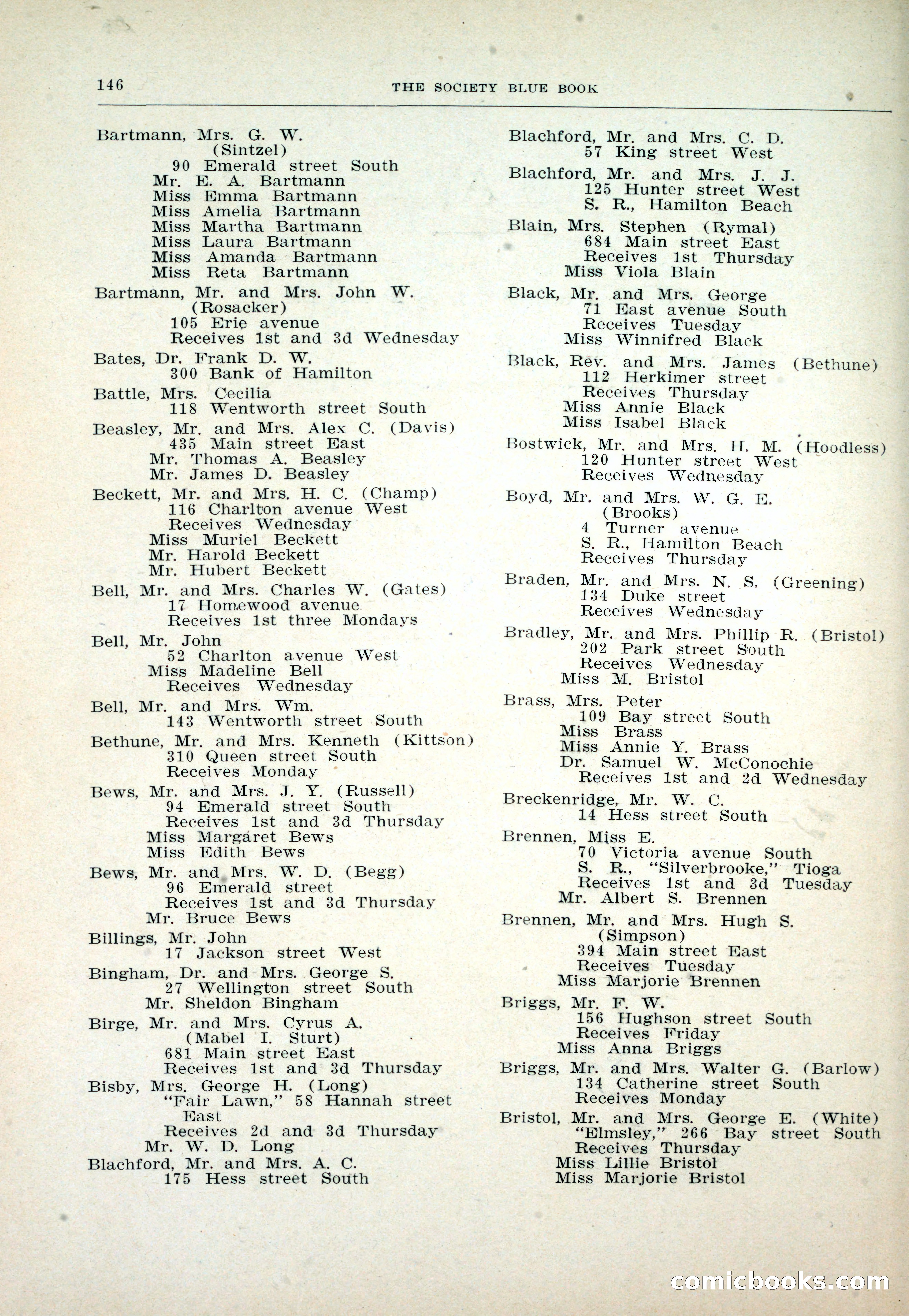 Dau's Blue Book: Toronto and Hamilton Social Directory — page 146 of 214