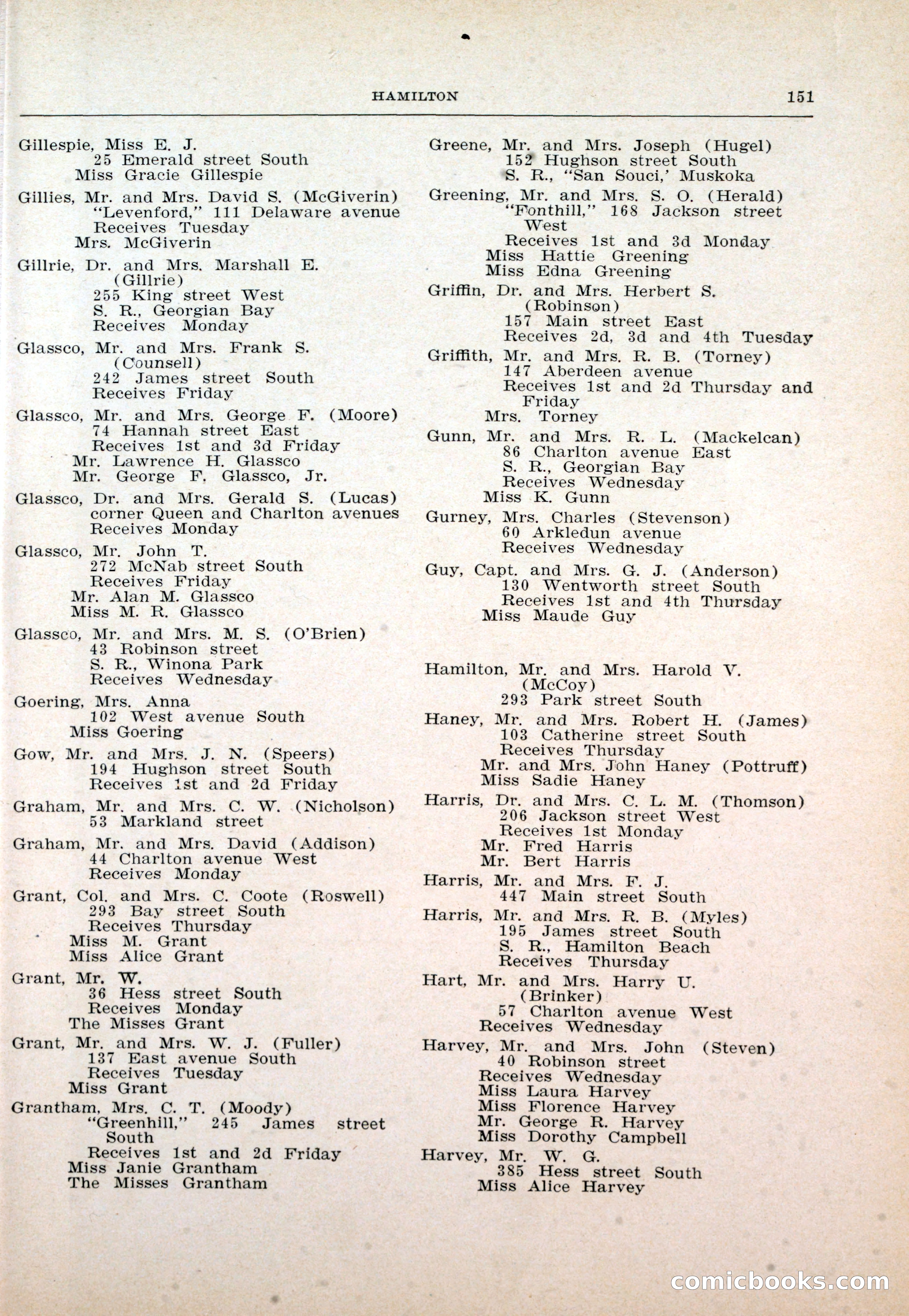 Dau's Blue Book: Toronto and Hamilton Social Directory — page 151 of 214