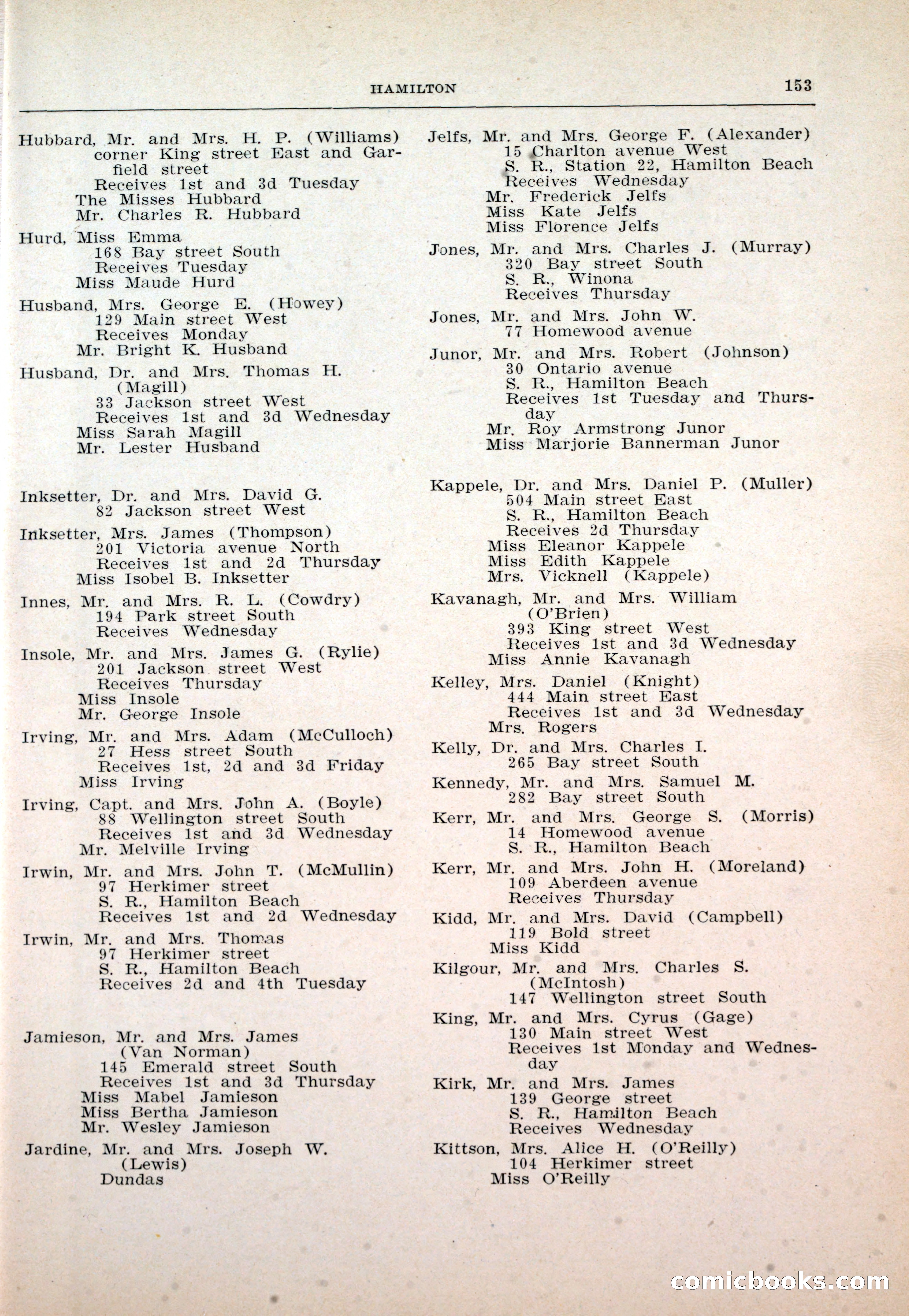 Dau's Blue Book: Toronto and Hamilton Social Directory — page 153 of 214