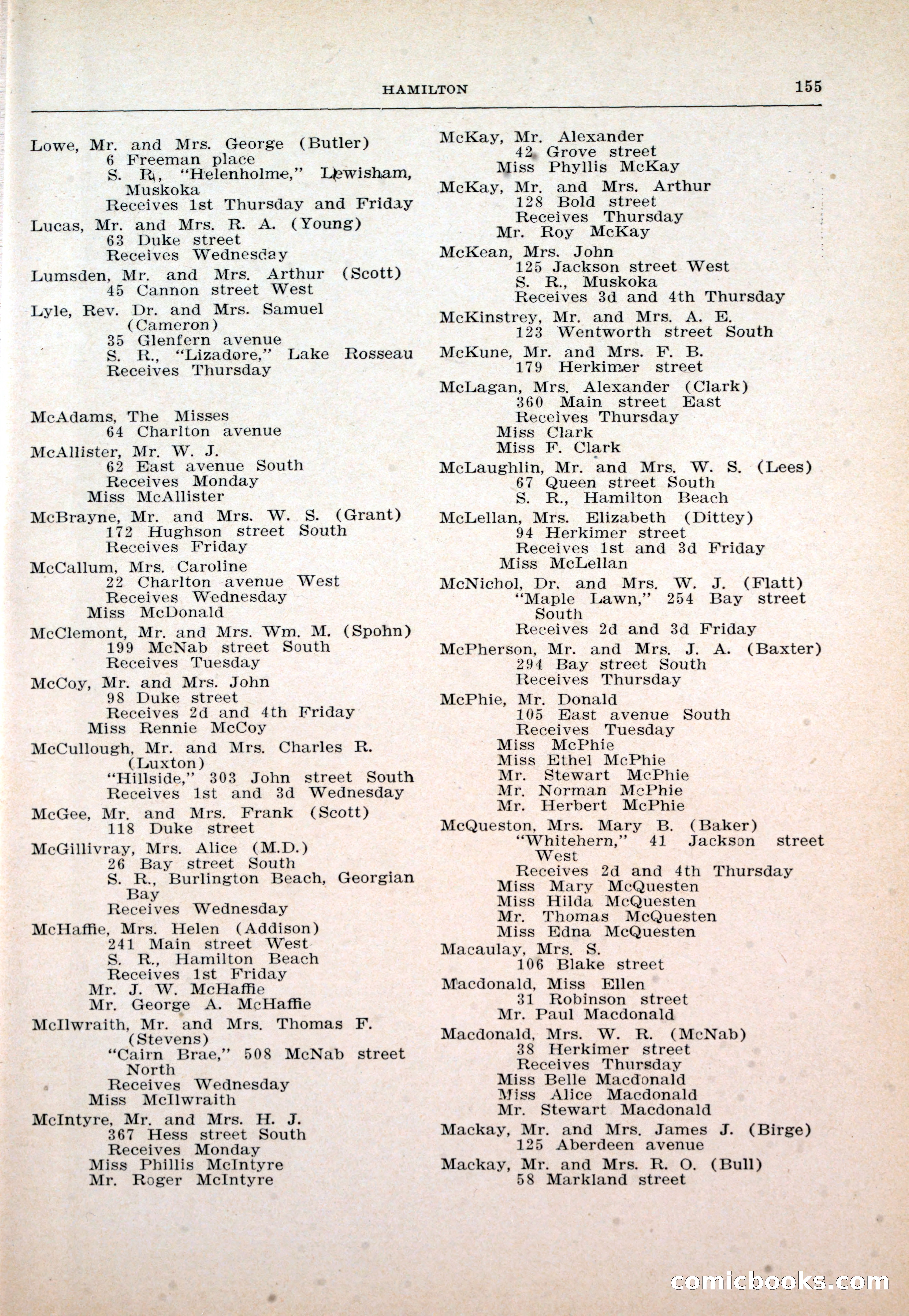 Dau's Blue Book: Toronto and Hamilton Social Directory — page 155 of 214