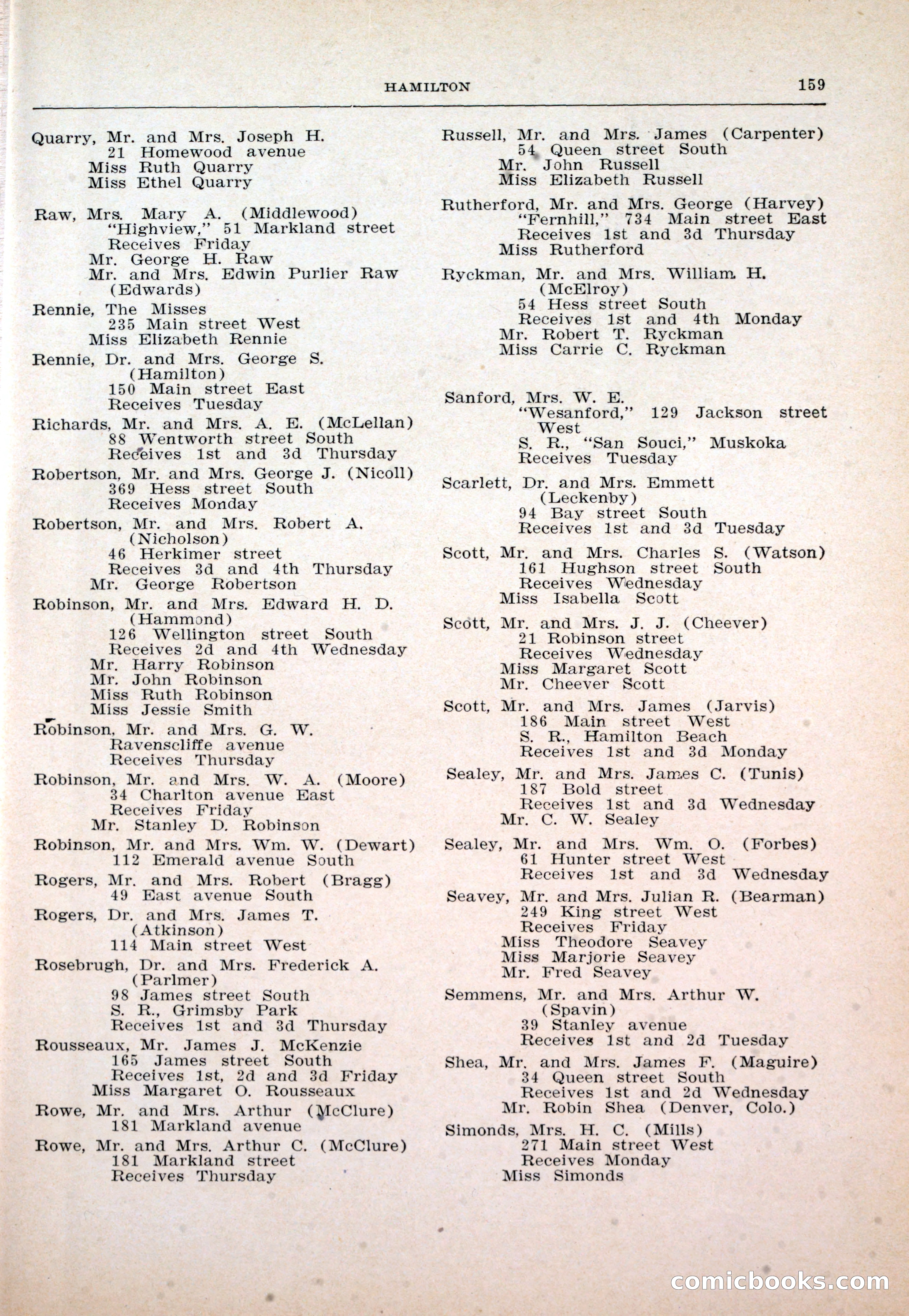 Dau's Blue Book: Toronto and Hamilton Social Directory — page 159 of 214