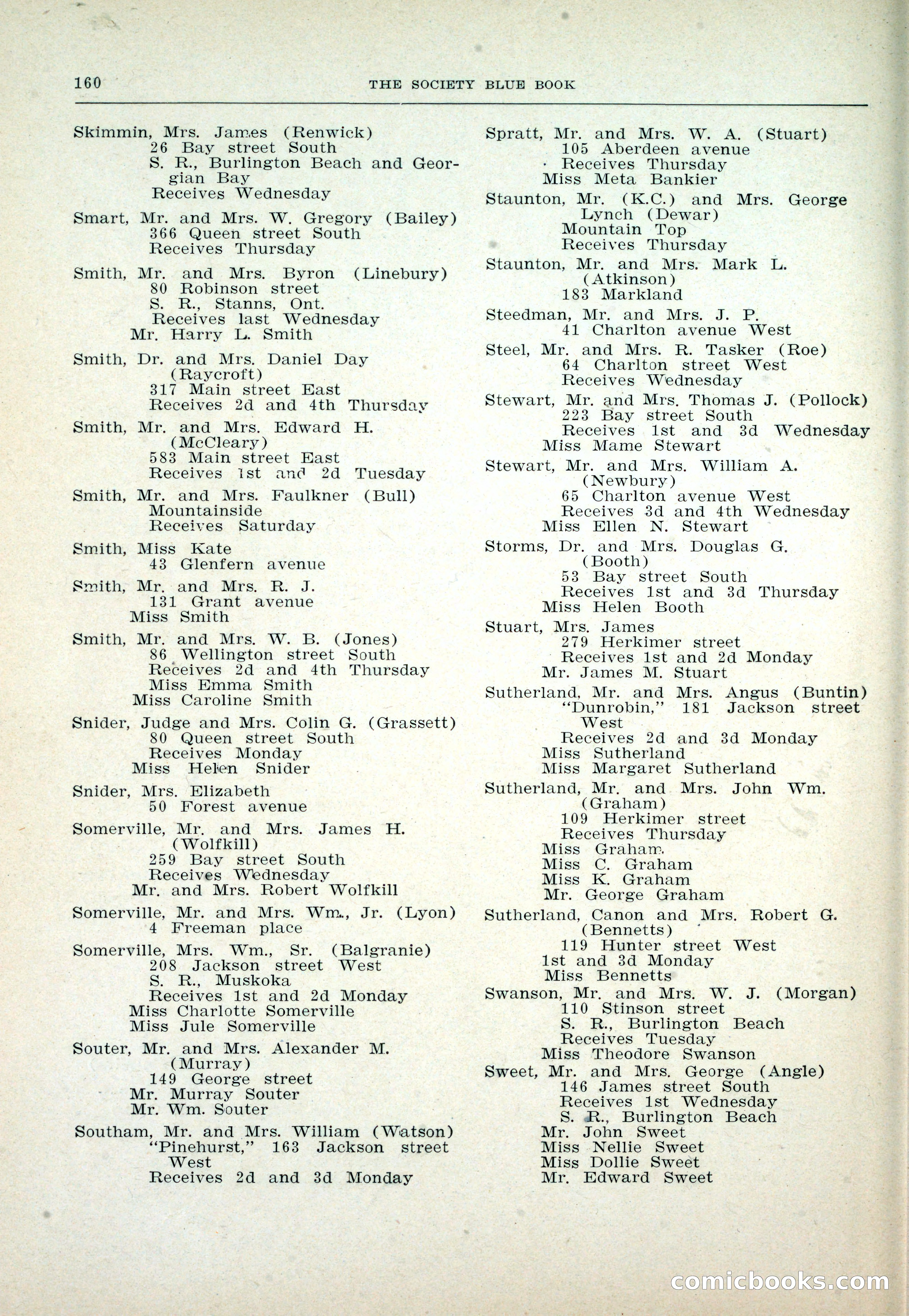 Dau's Blue Book: Toronto and Hamilton Social Directory — page 160 of 214