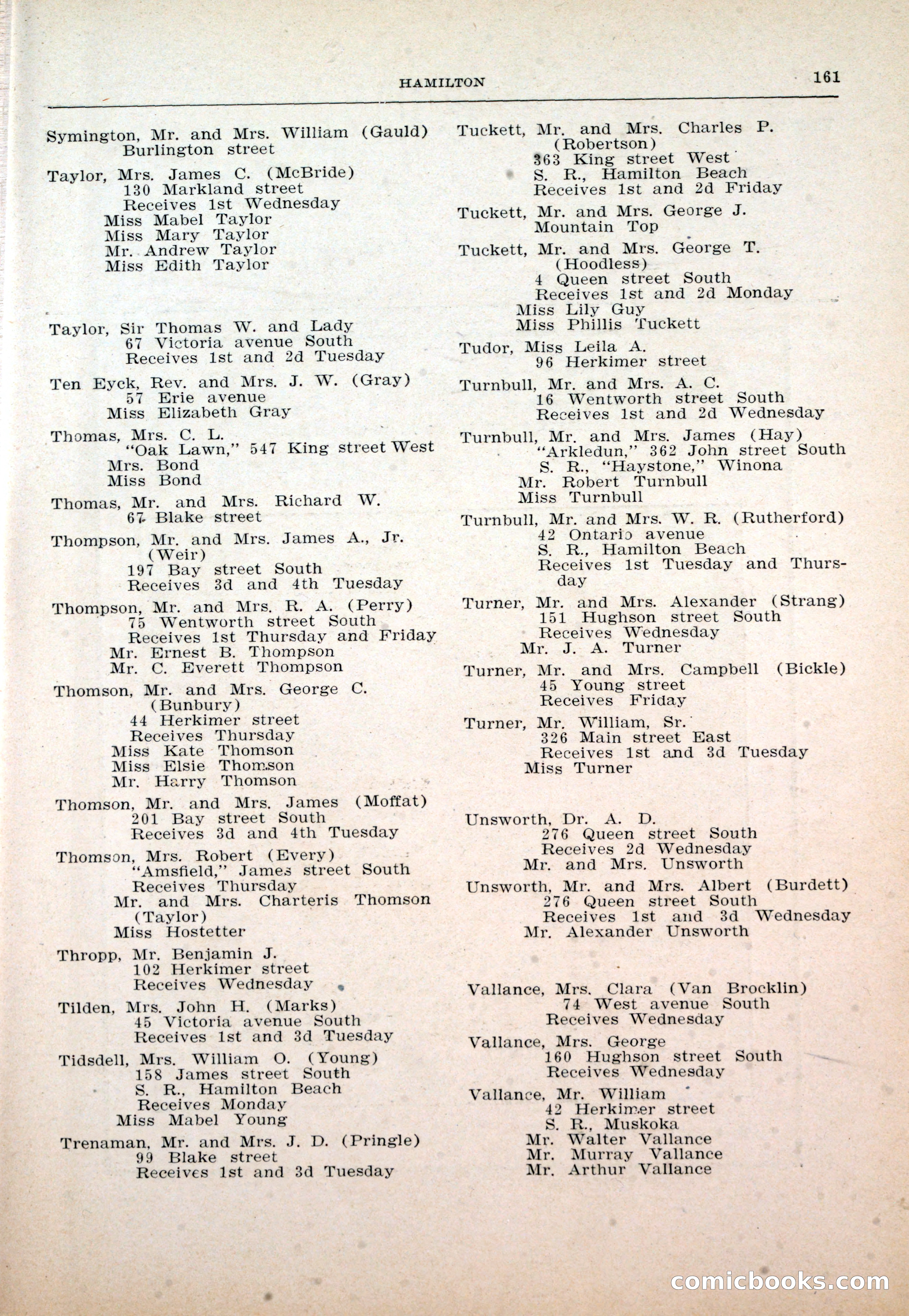 Dau's Blue Book: Toronto and Hamilton Social Directory — page 161 of 214