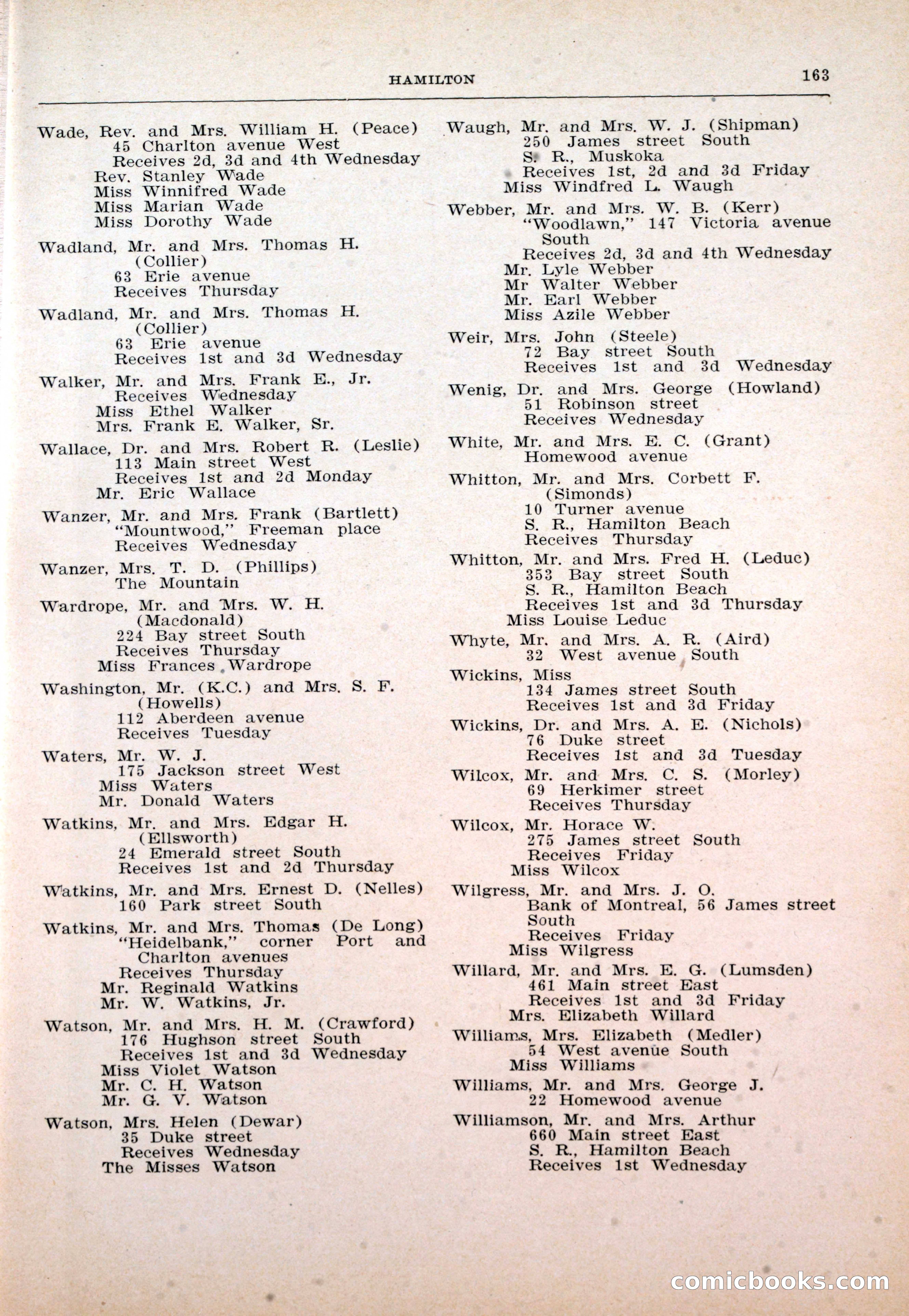 Dau's Blue Book: Toronto and Hamilton Social Directory — page 163 of 214