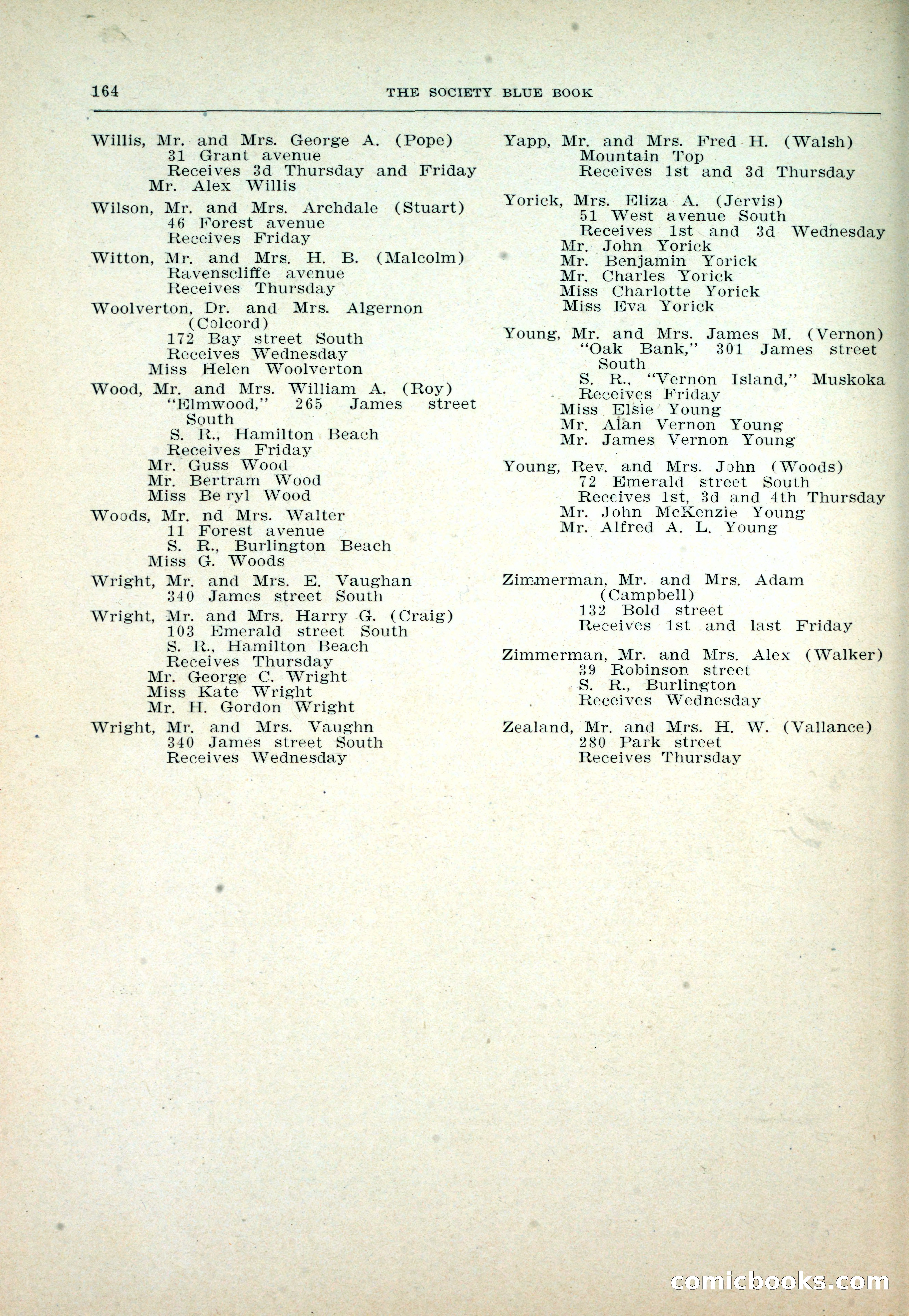 Dau's Blue Book: Toronto and Hamilton Social Directory — page 164 of 214
