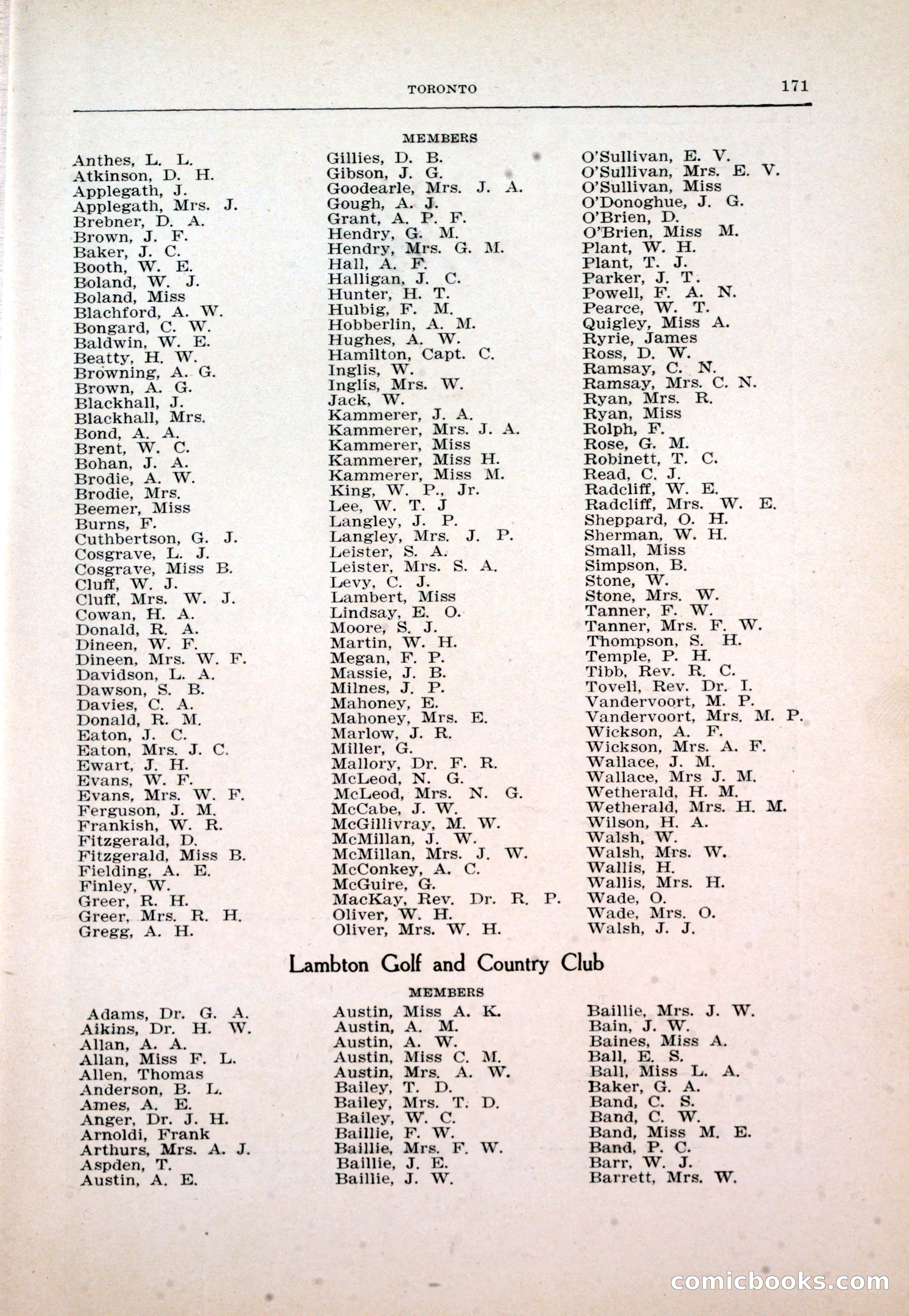 Dau's Blue Book: Toronto and Hamilton Social Directory — page 171 of 214