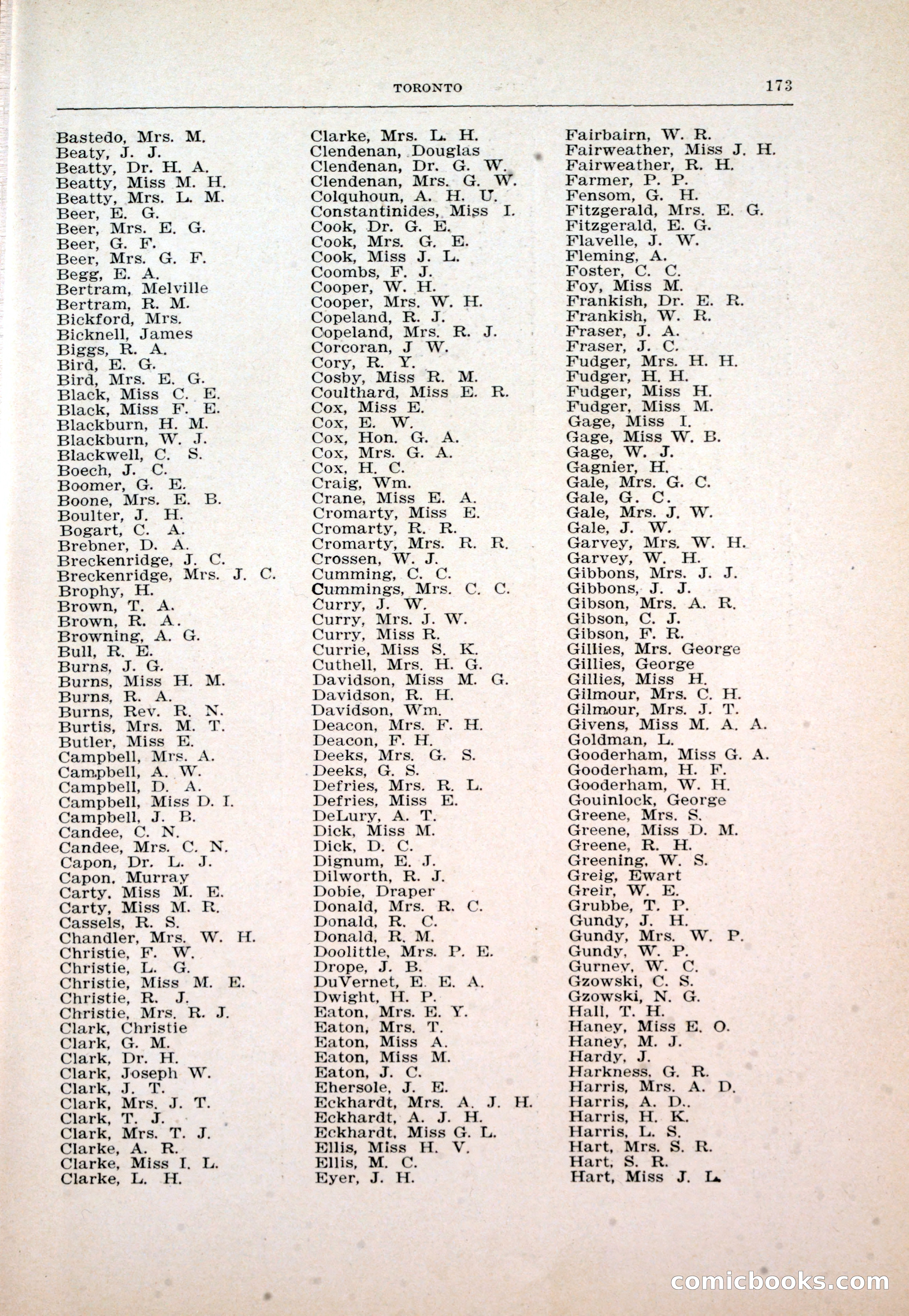Dau's Blue Book: Toronto and Hamilton Social Directory — page 173 of 214