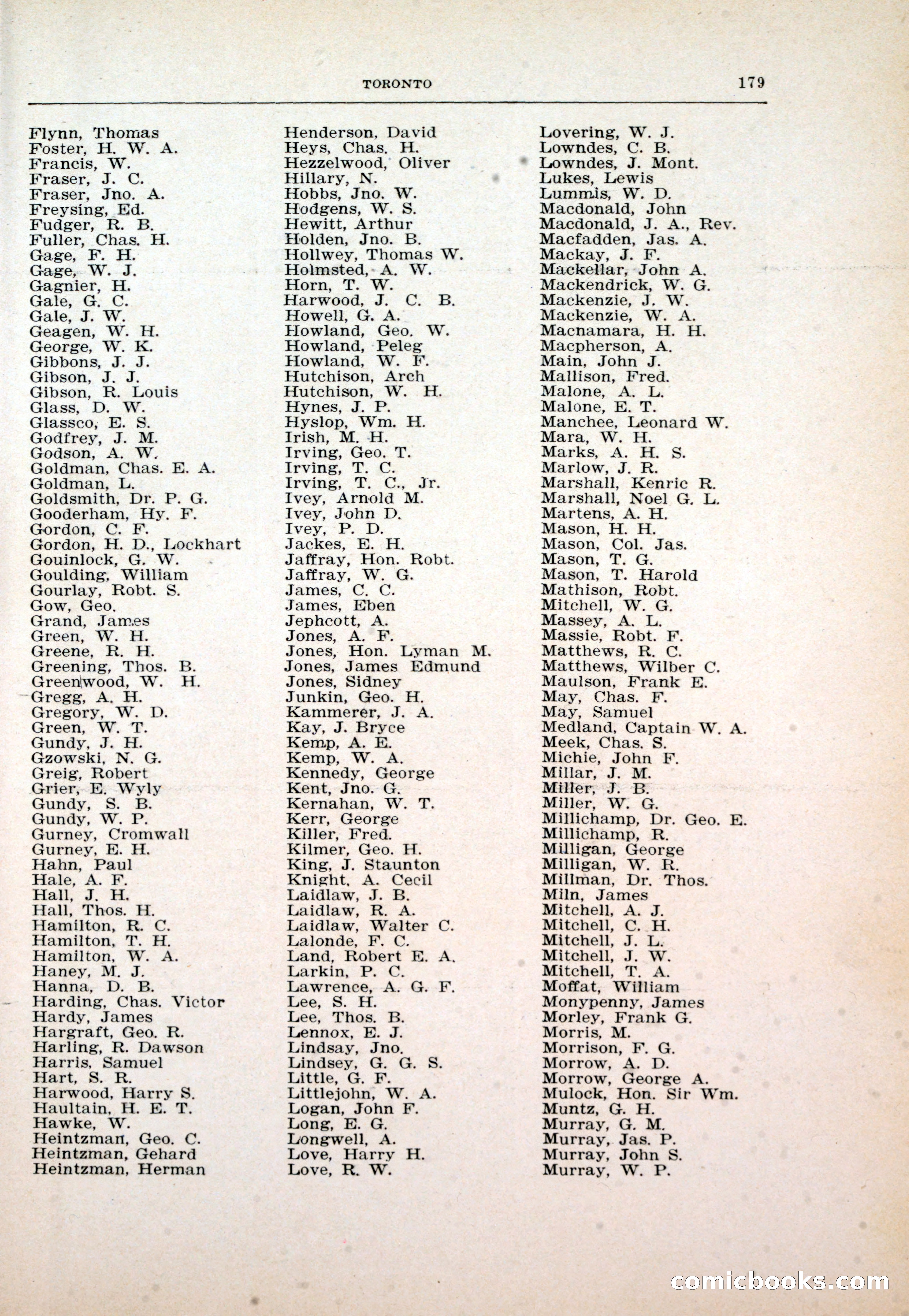 Dau's Blue Book: Toronto and Hamilton Social Directory — page 179 of 214
