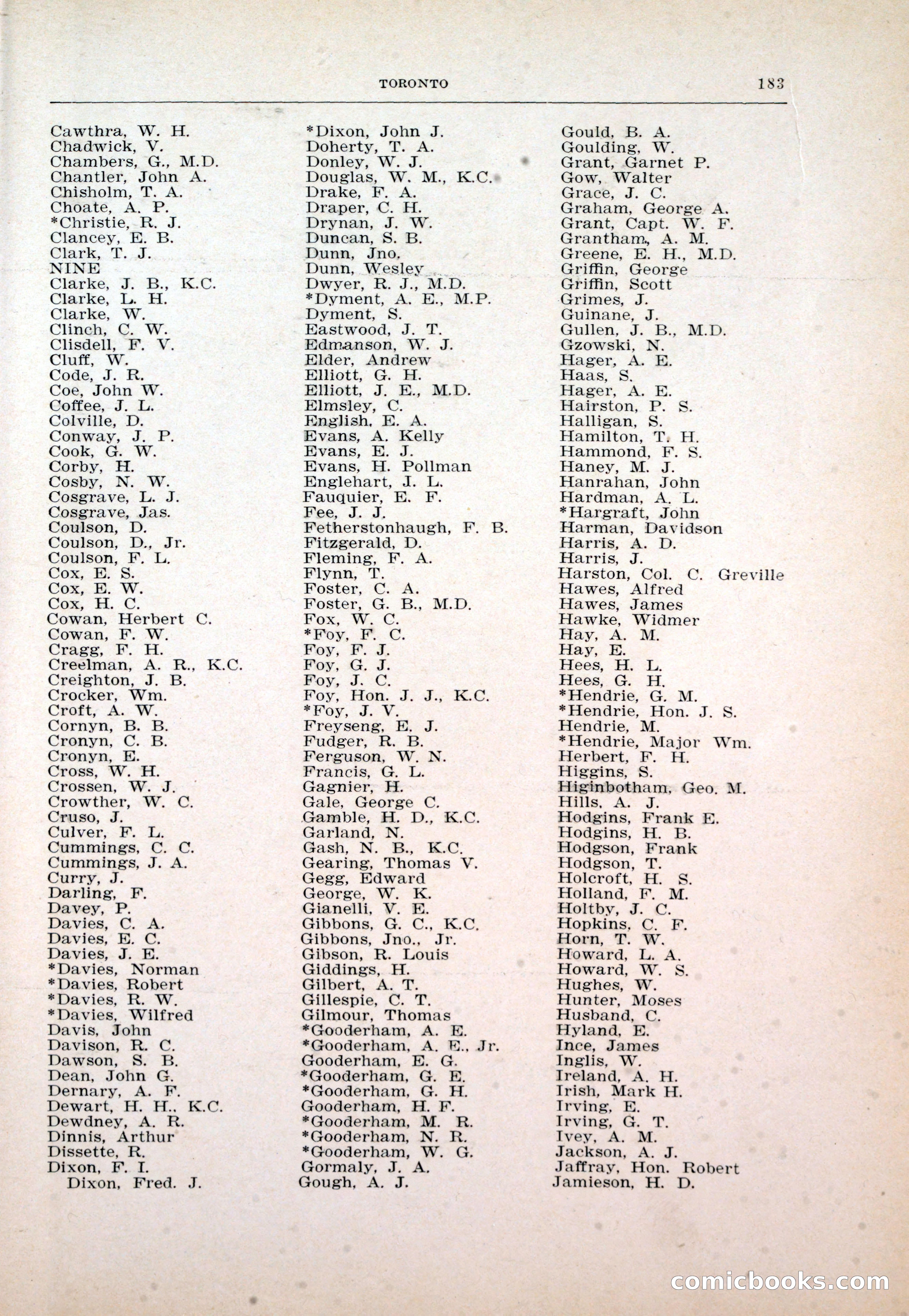 Dau's Blue Book: Toronto and Hamilton Social Directory — page 183 of 214