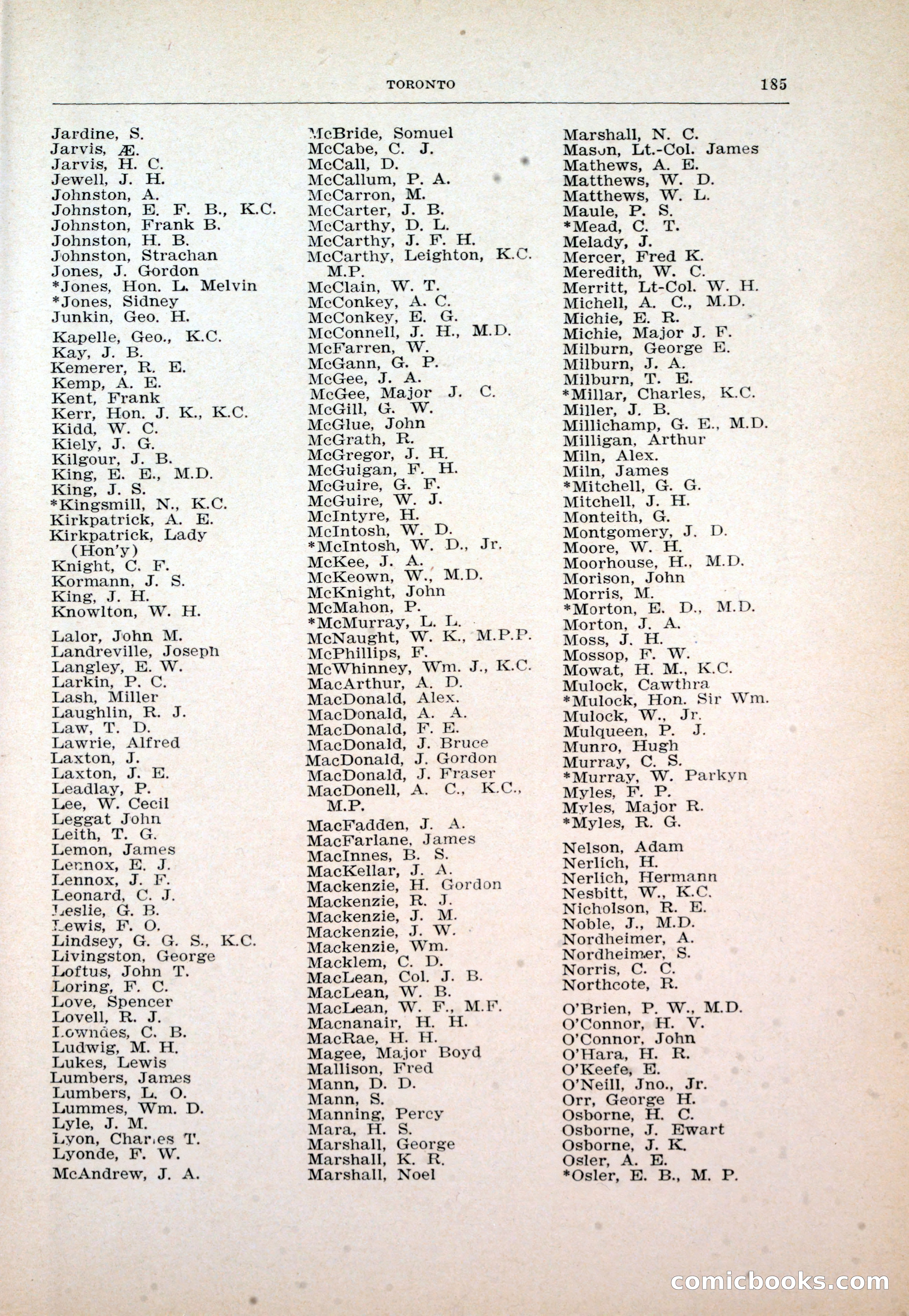 Dau's Blue Book: Toronto and Hamilton Social Directory — page 185 of 214