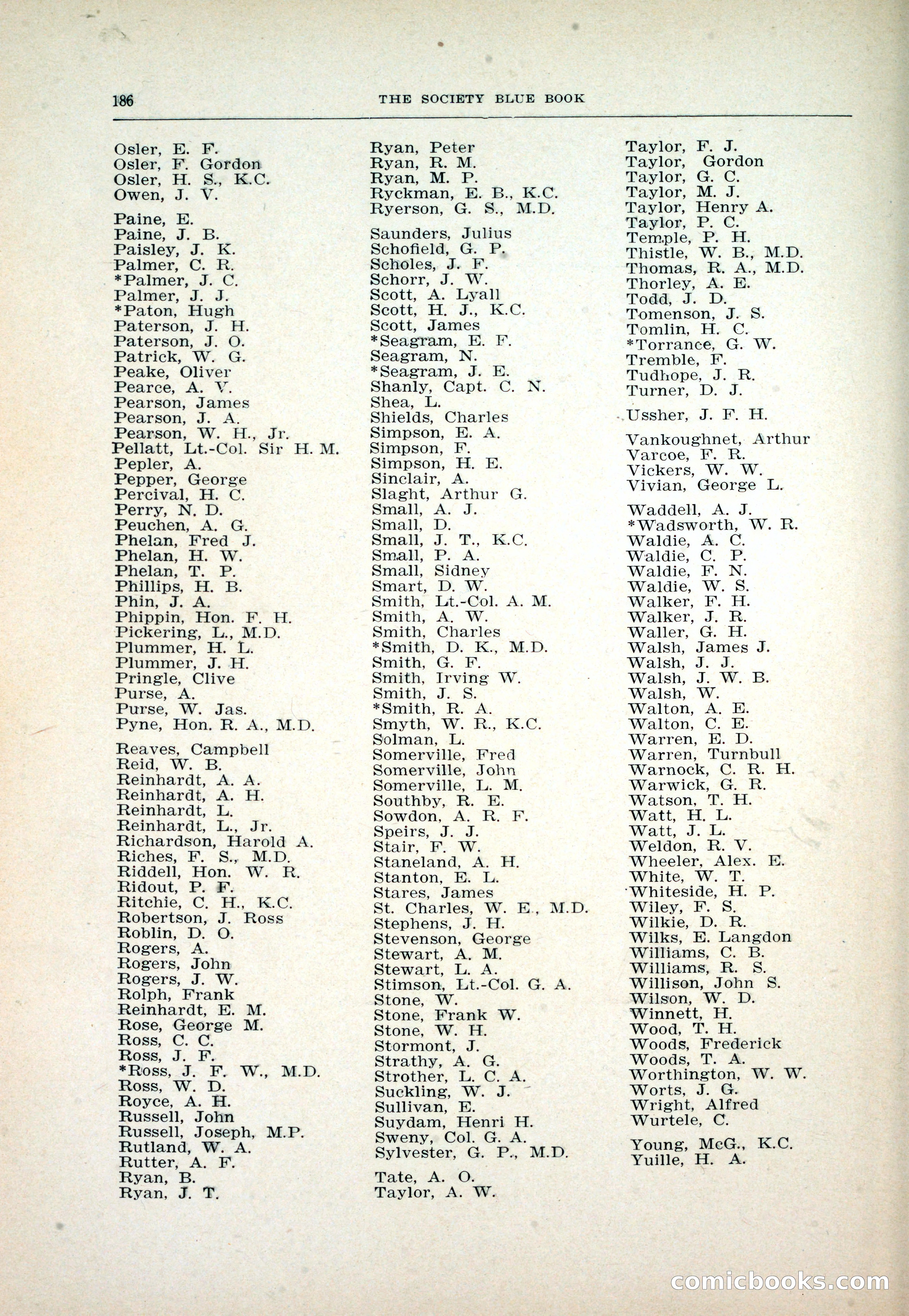 Dau's Blue Book: Toronto and Hamilton Social Directory — page 186 of 214