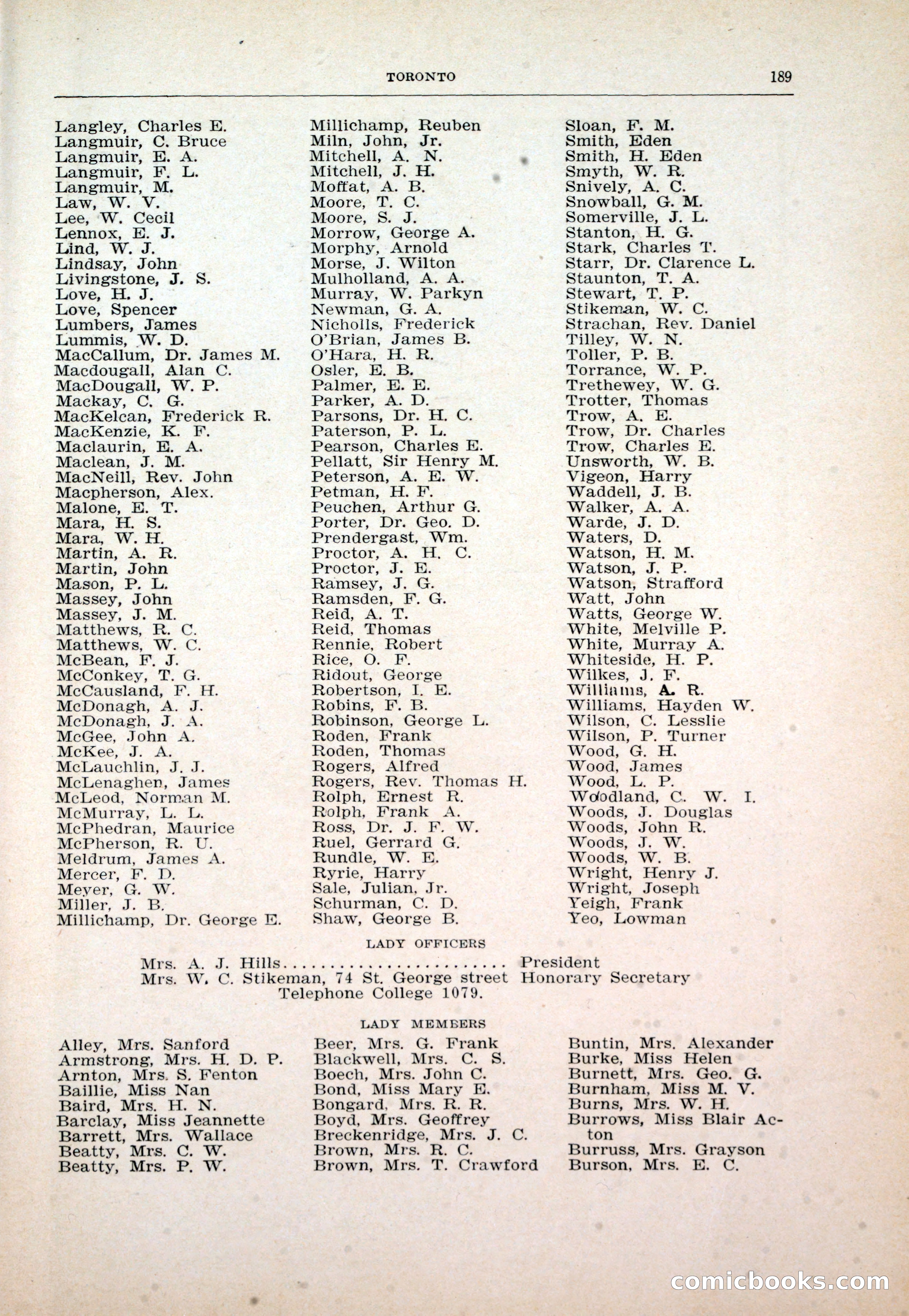 Dau's Blue Book: Toronto and Hamilton Social Directory — page 189 of 214