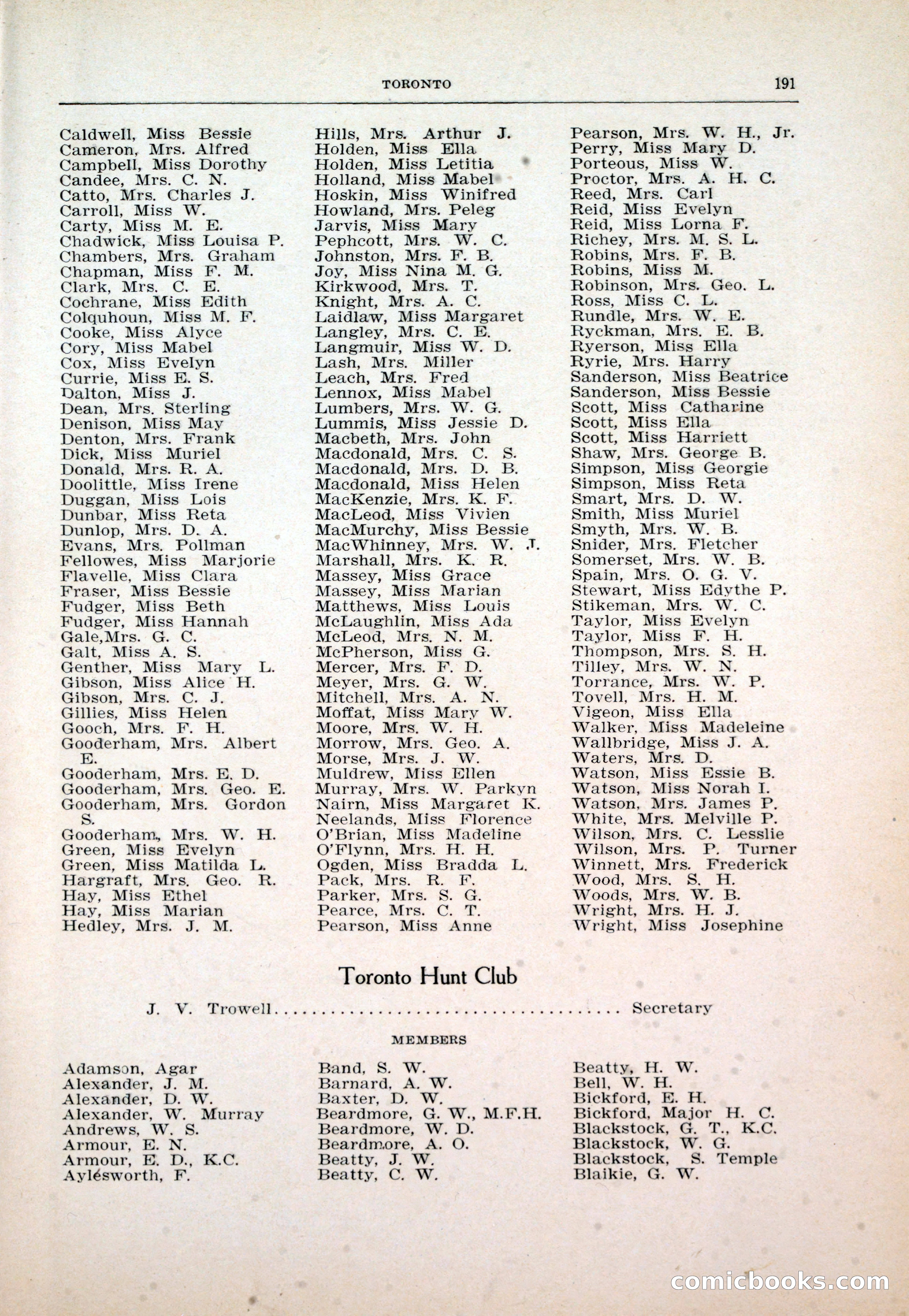 Dau's Blue Book: Toronto and Hamilton Social Directory — page 191 of 214
