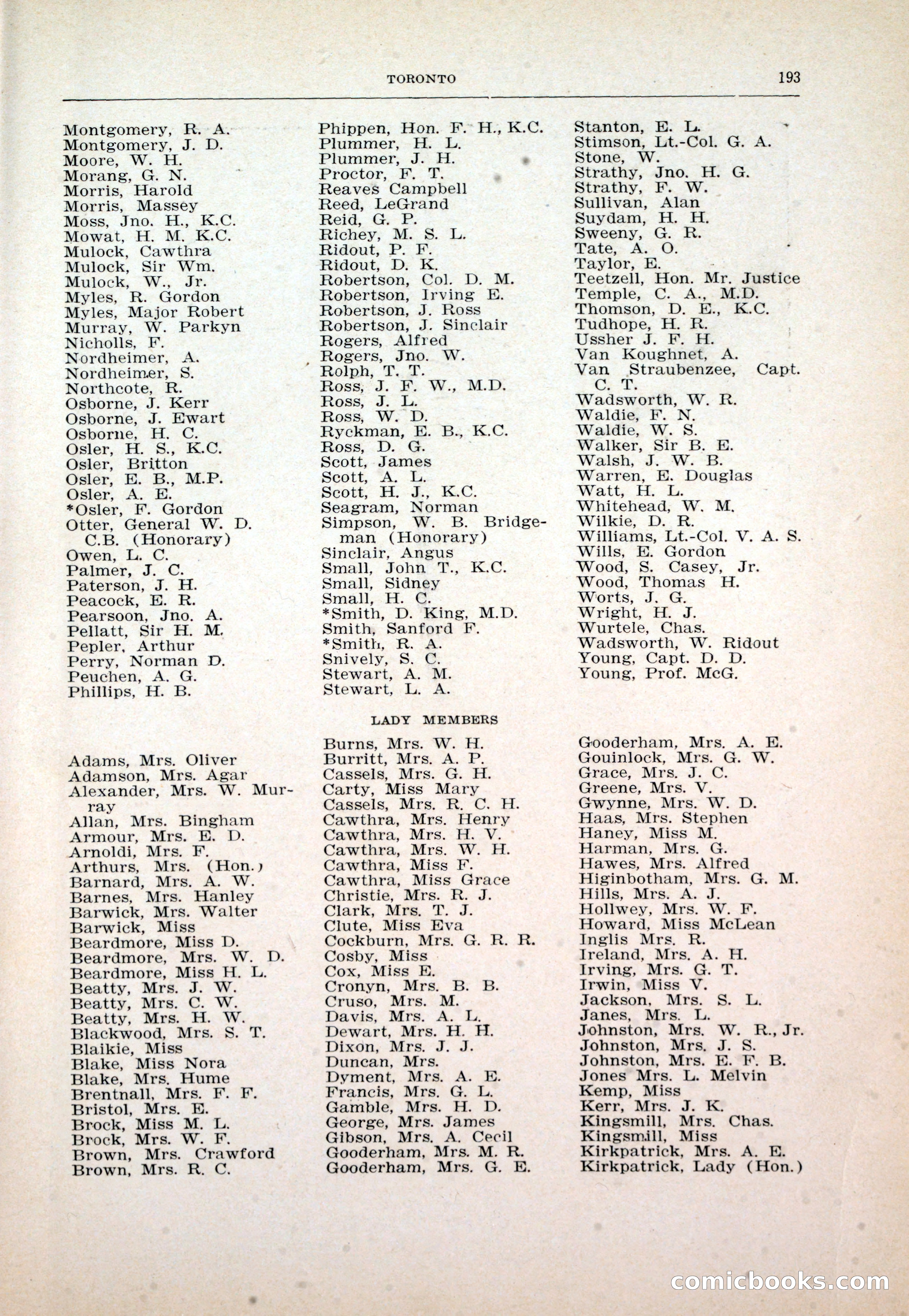 Dau's Blue Book: Toronto and Hamilton Social Directory — page 193 of 214