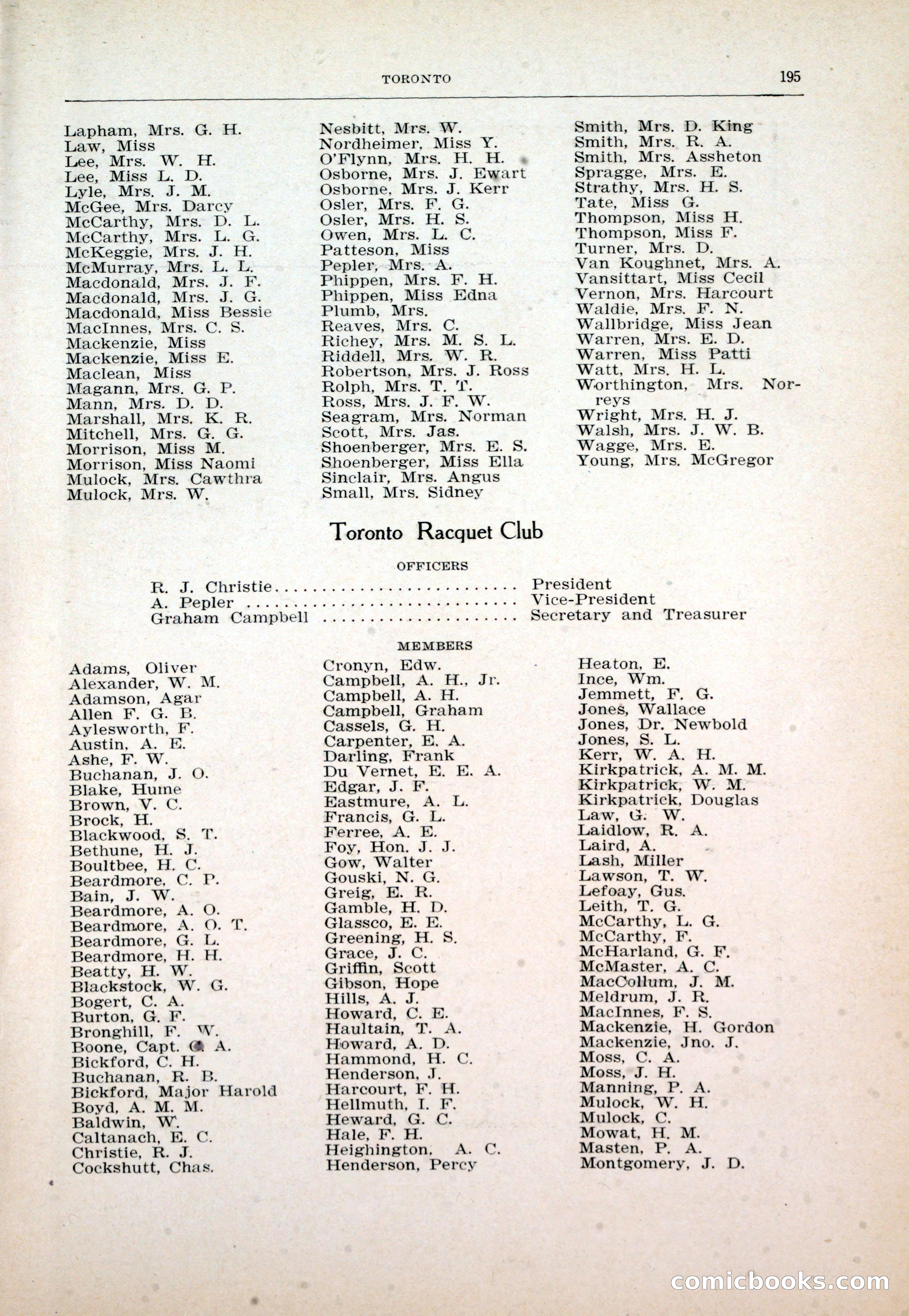 Dau's Blue Book: Toronto and Hamilton Social Directory — page 195 of 214