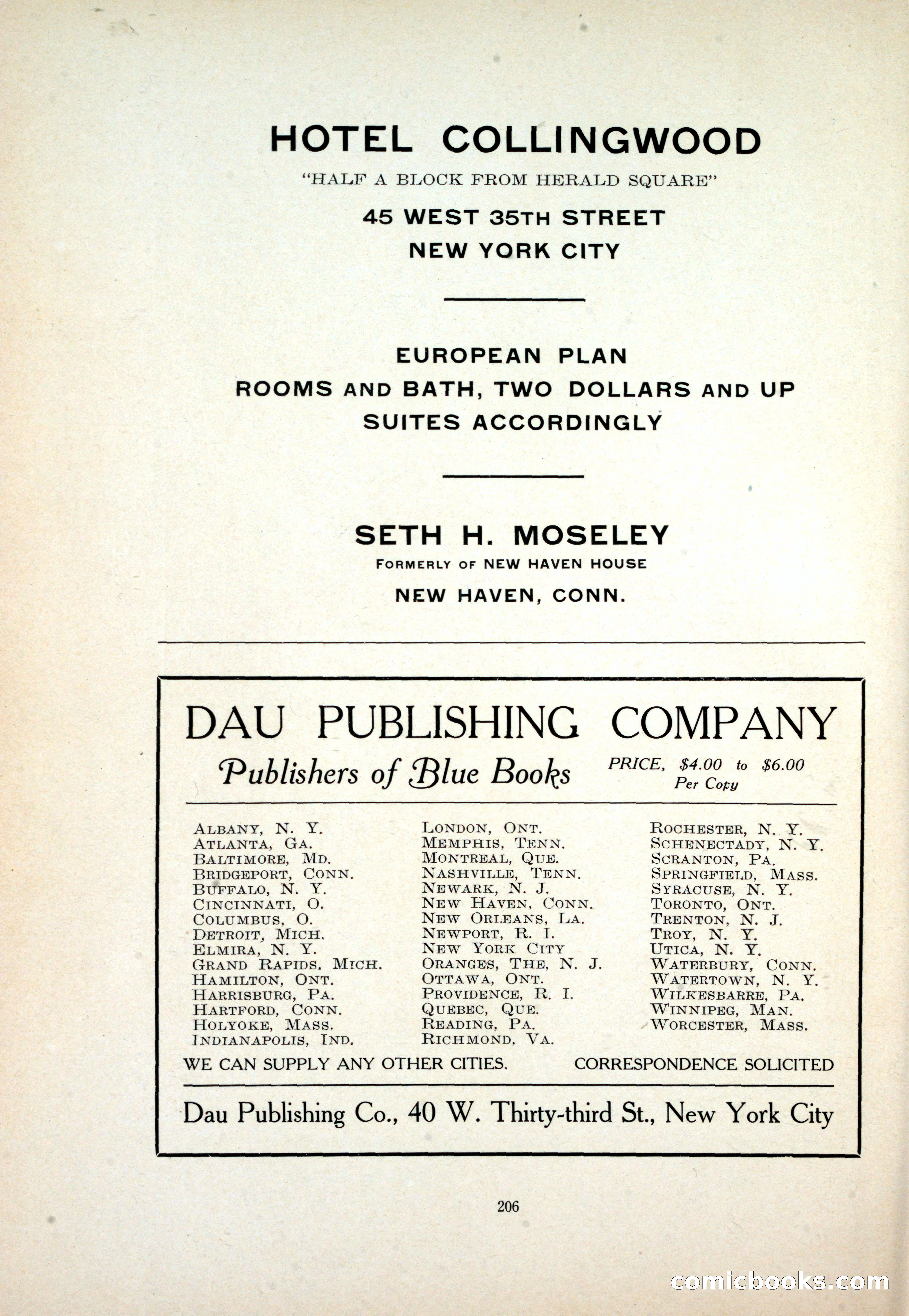 Dau's Blue Book: Toronto and Hamilton Social Directory — page 206 of 214