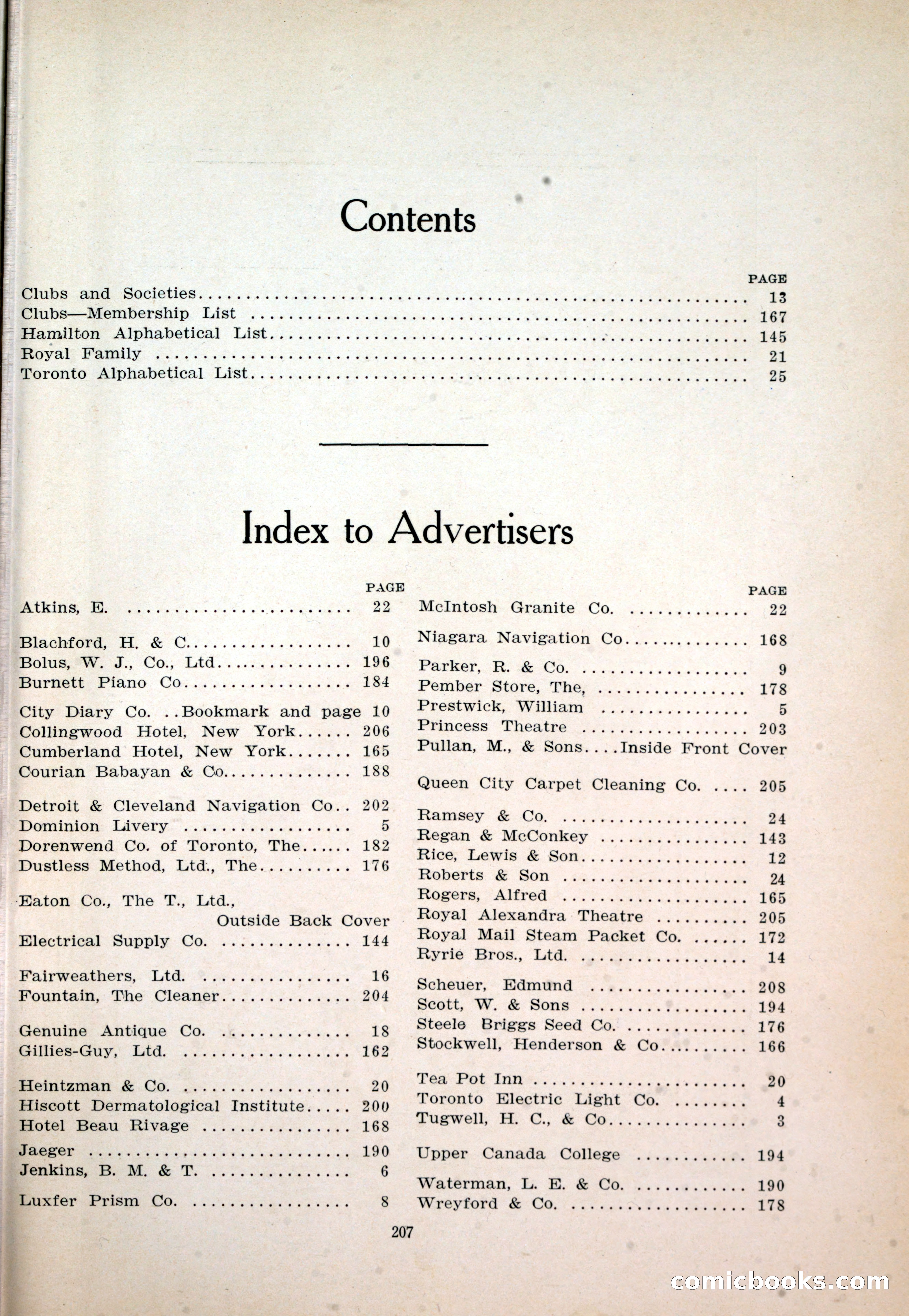 Dau's Blue Book: Toronto and Hamilton Social Directory — page 207 of 214