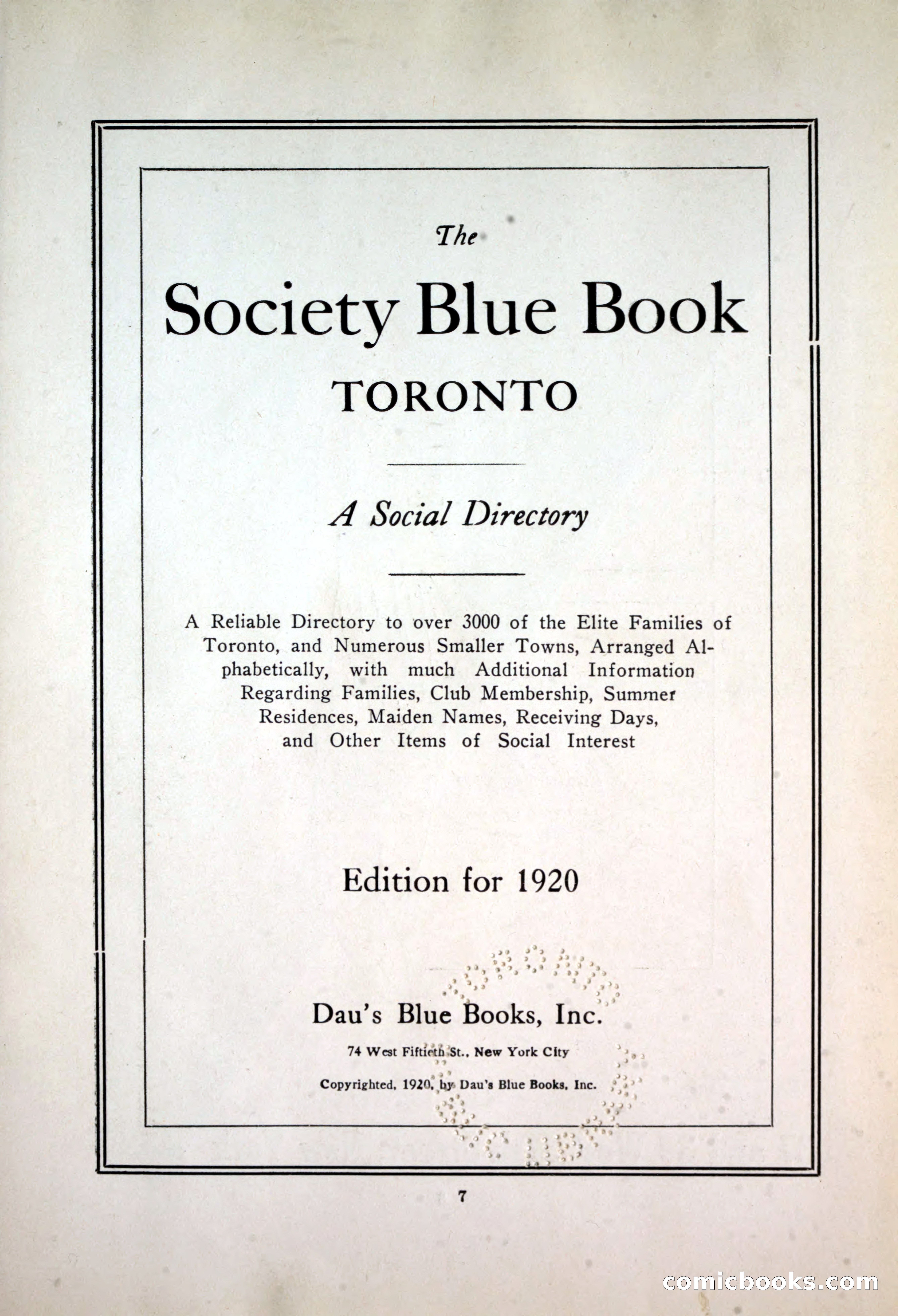 Dau's Blue Book, 1920 — page 7 of 172